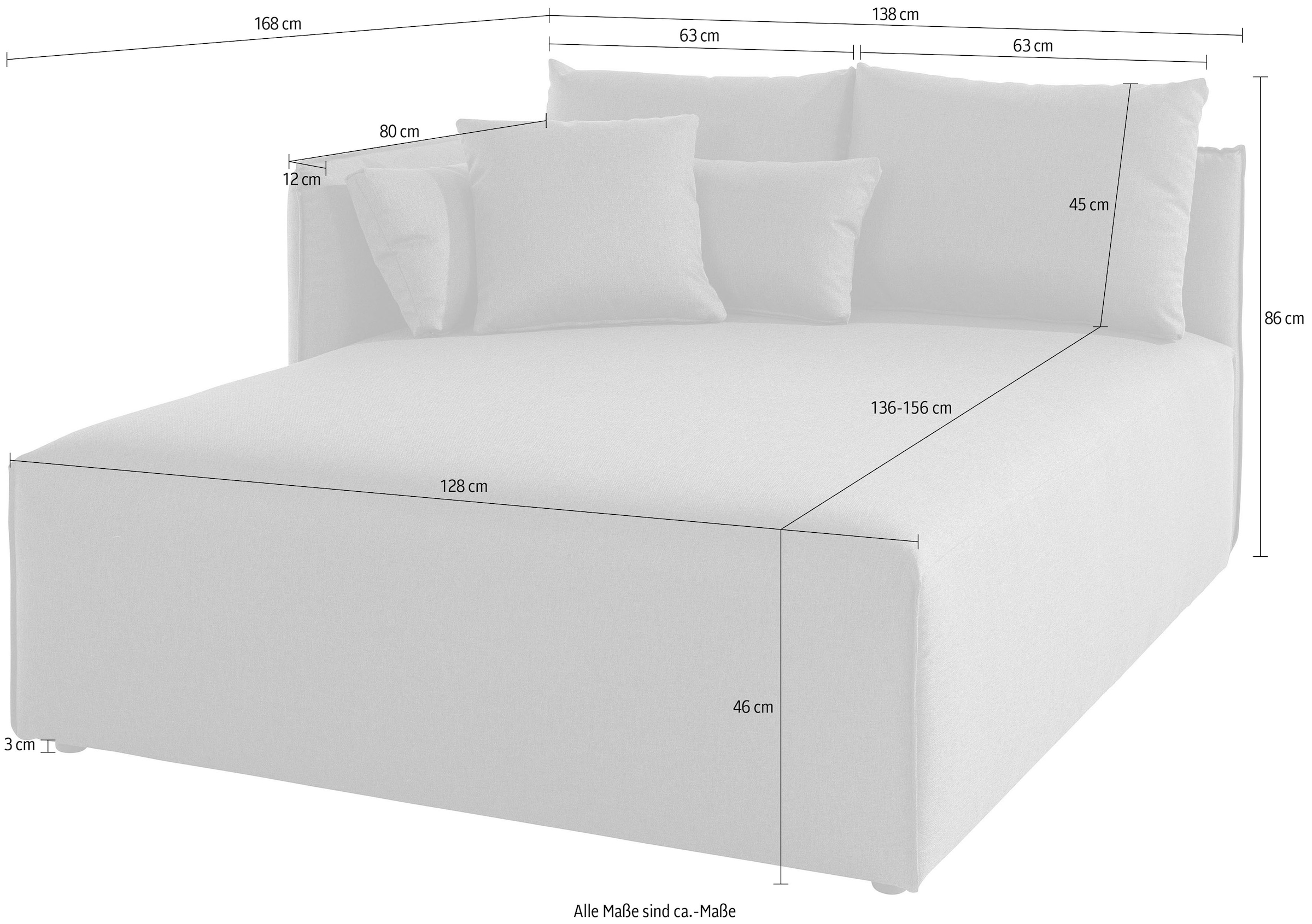 andas Ottomane »Nöre«, Lounge-Modul - zum eigenen Zusammenstellen, Breite 138cm, Tiefe 168cm