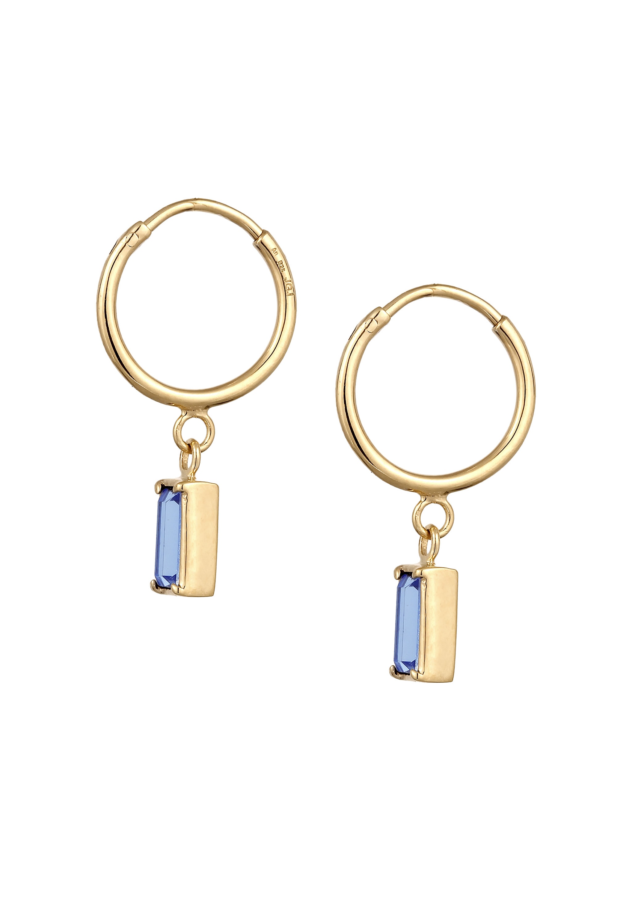 Elli Paar Creolen »Ohrringe Creolen mit Glas Kristalle Blau 925 Sterling Silber«