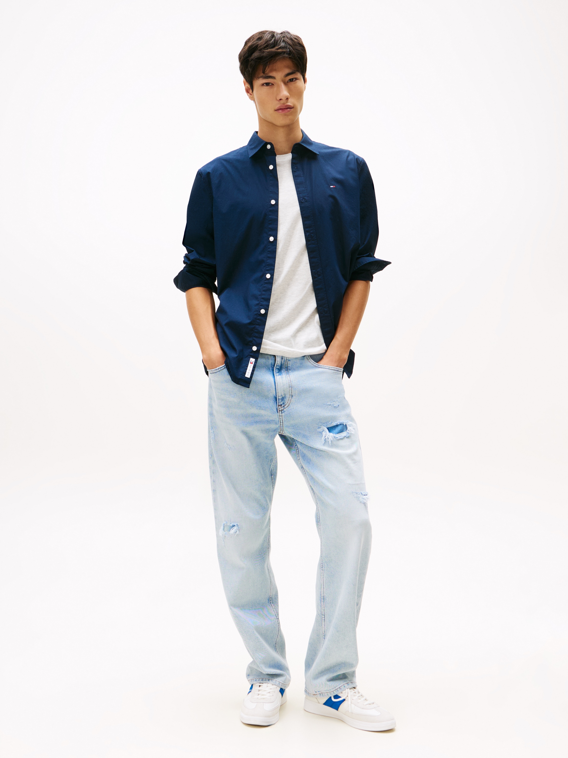 Tommy Jeans Langarmhemd »TJM POPLIN«, Regular fit, Kentkragen
