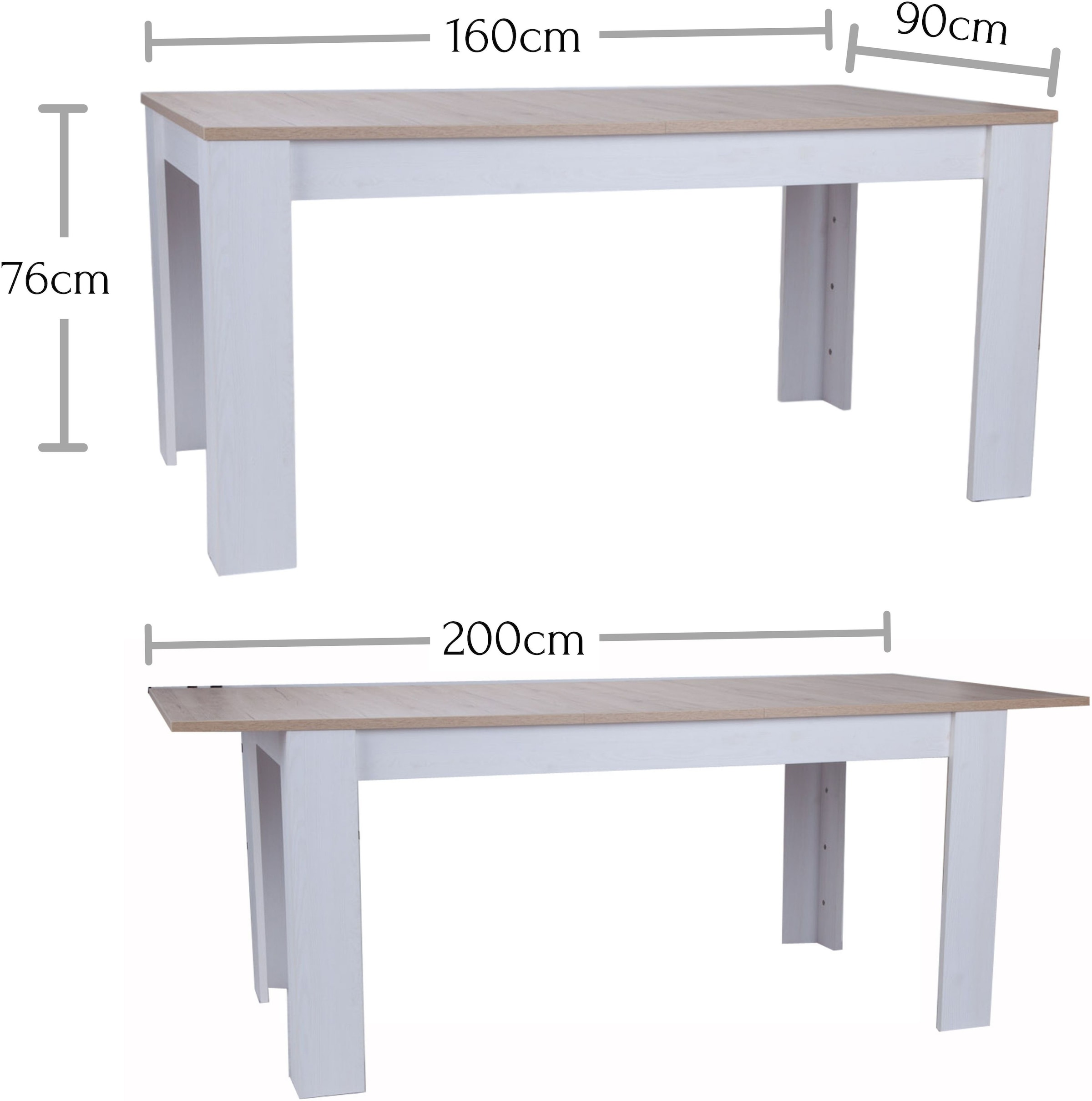Stolkom Esstisch »Romance Esszimmertisch Landhaustil, BxHxT 160-200x76x100 cm«, Ausziehbar von 160 auf 200 cm, Landhausstil, Tisch melaminbeschichtet