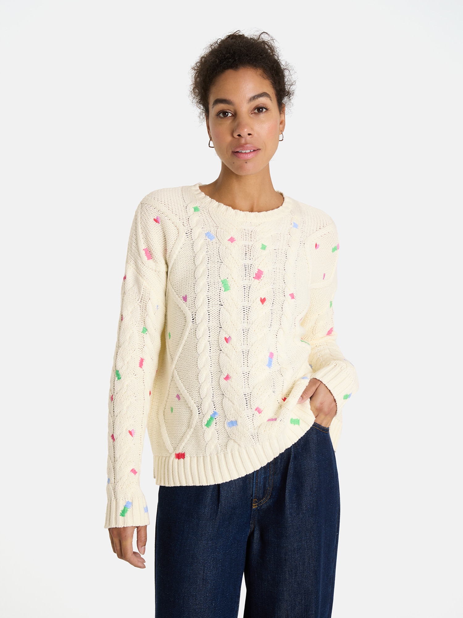 Lieblingsstück Strickpullover »DinziL« mit verspielten Stickdetails, Rundhals