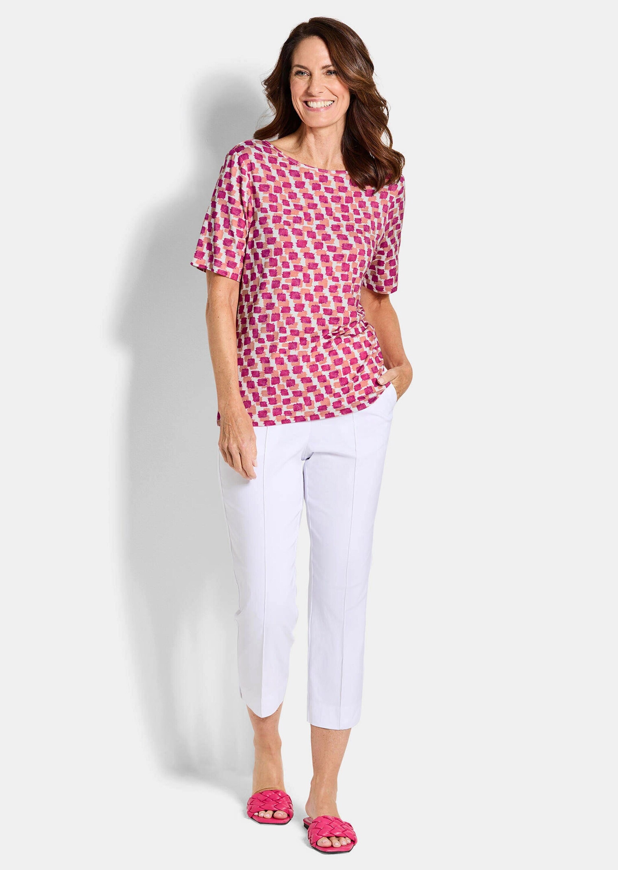 GOLDNER Kurzarmshirt »Stilvolles Shirt-Duo mit Muster-Mix« stretchbequemer Viskosejersey