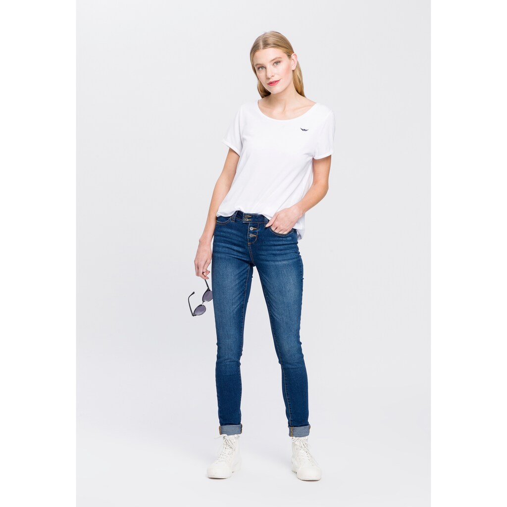Arizona Skinny-fit-Jeans, High Waist mit trendiger Knopfleiste