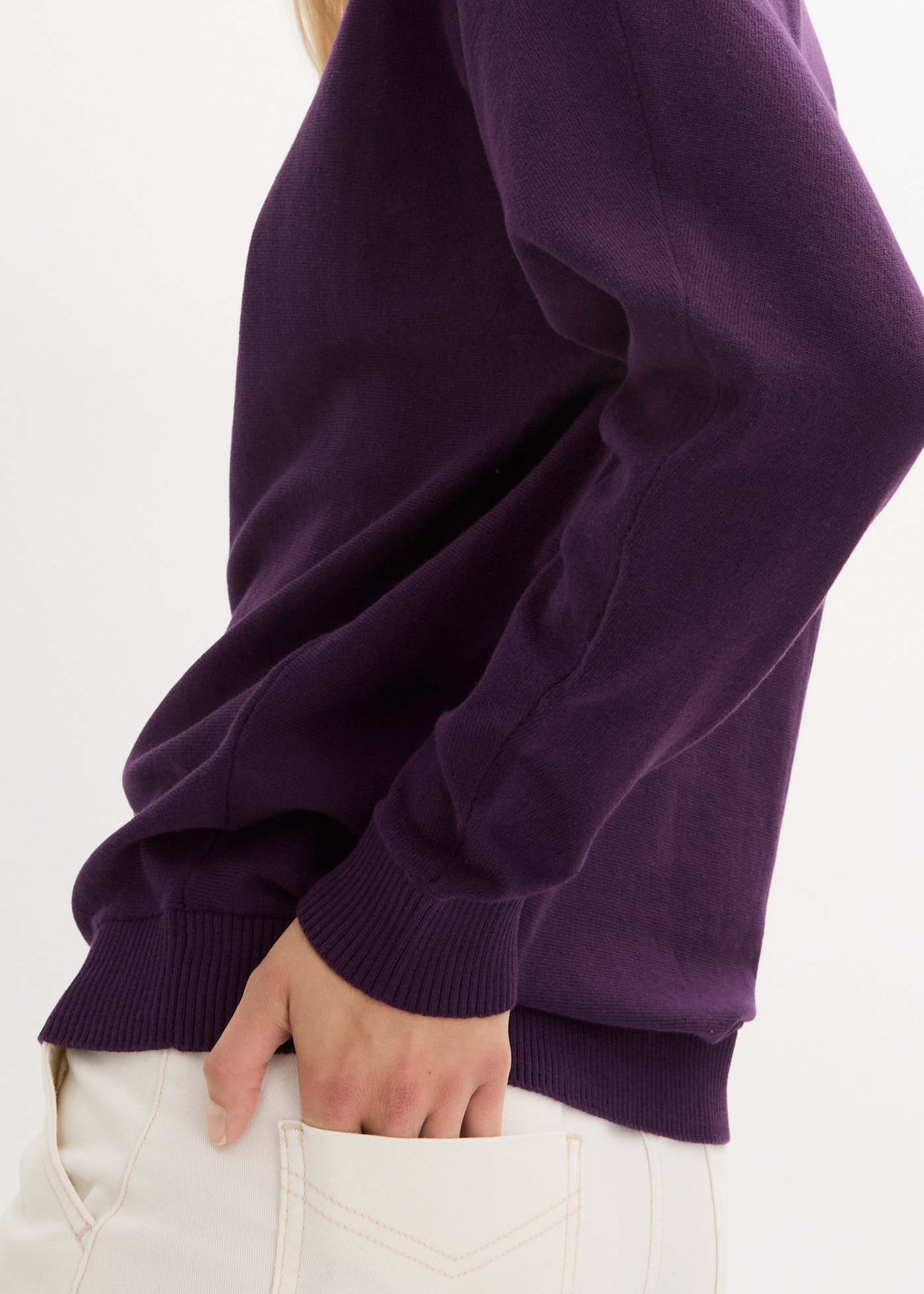bonprix Strickpullover »Pullover mit Fledermausärmeln« aus Baumwolle und Polyamid, mit Fledermausärmeln, mit Rippbündchen