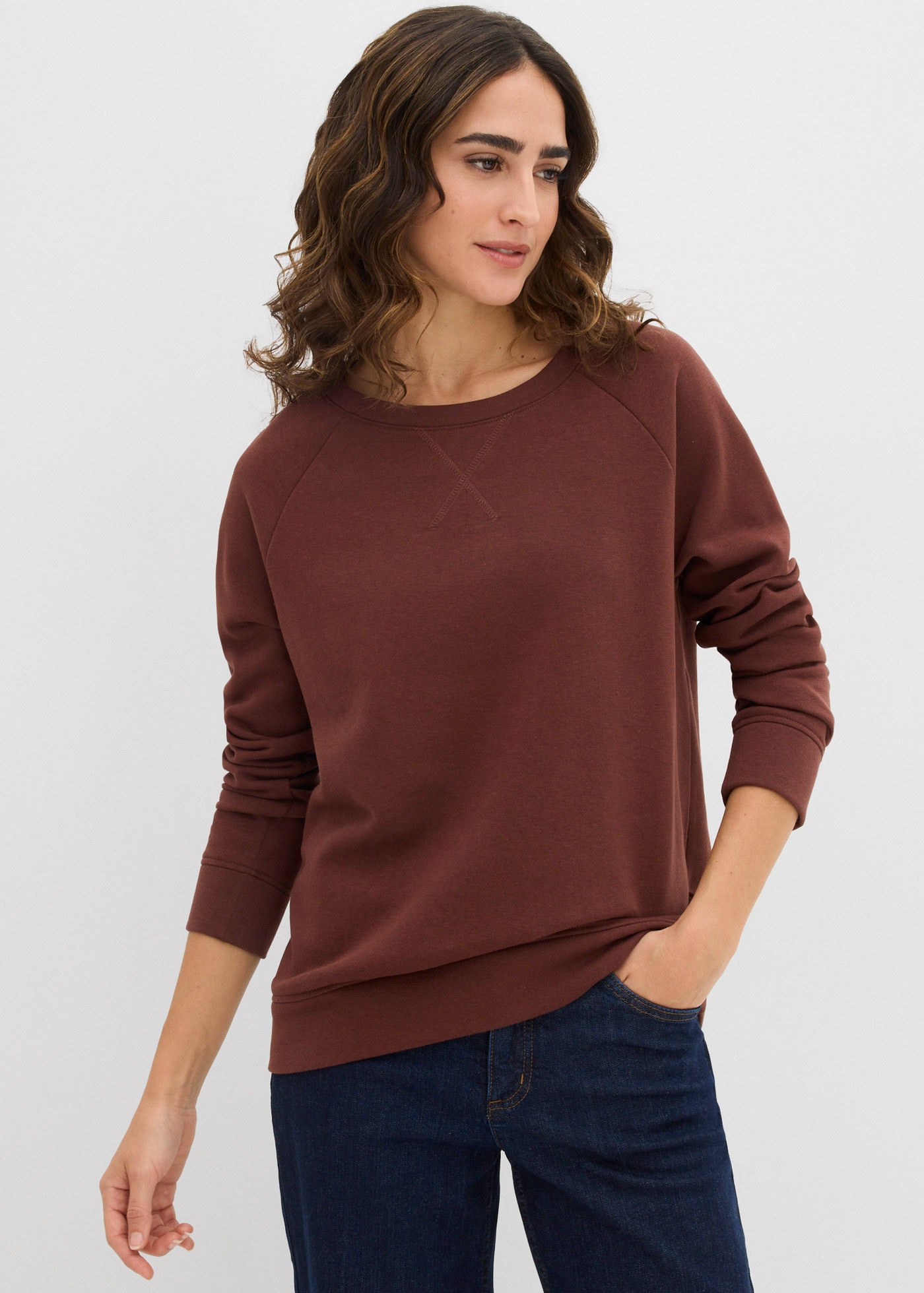 bonprix Sweatshirt »Sweatshirt«, klassischer Rundhalsausschnitt, bequeme Passform, ohne Verschluss
