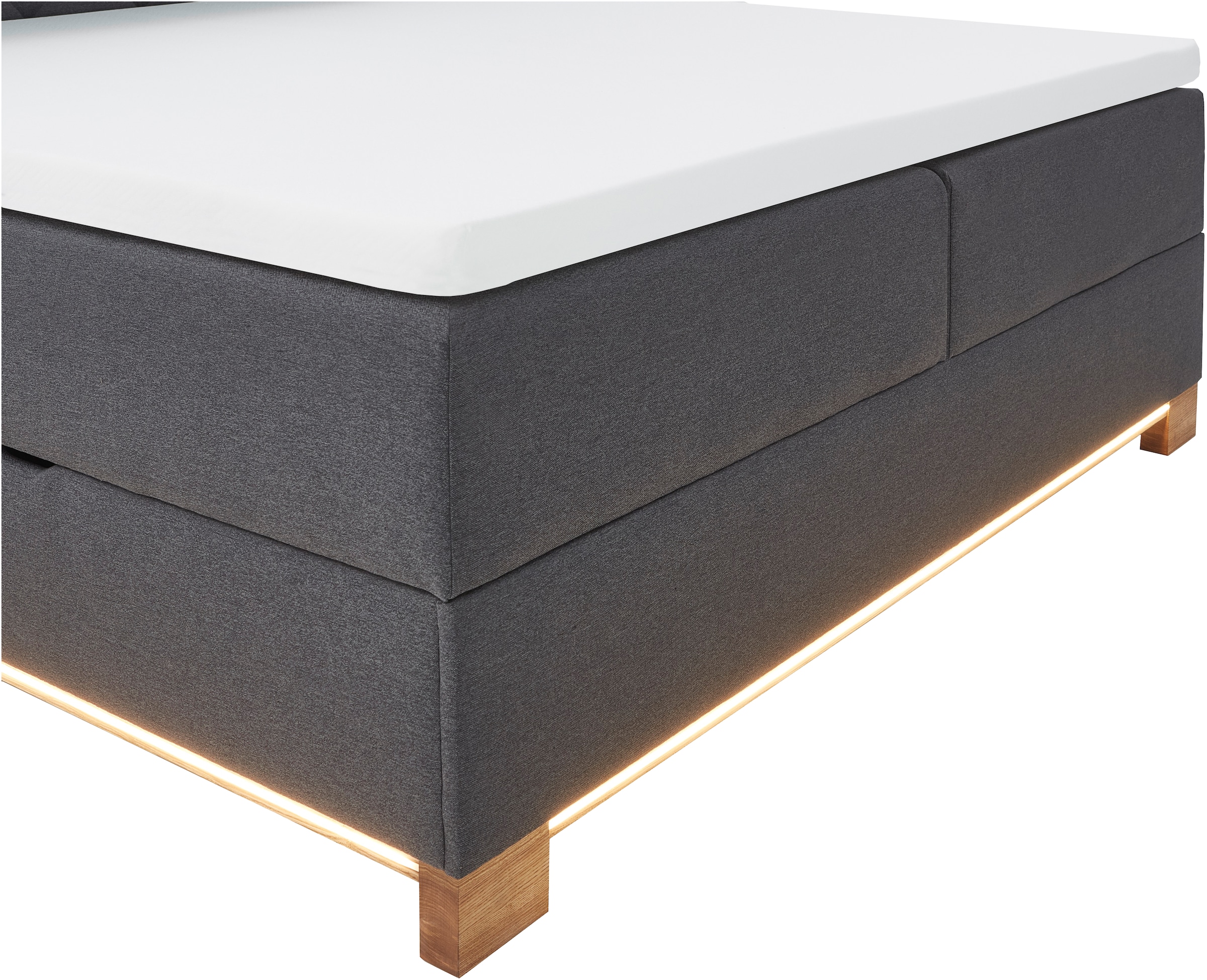 meise.möbel Boxspringbett »Messina«, inkl. Bettkasten, LED-Beleuchtung und Topper