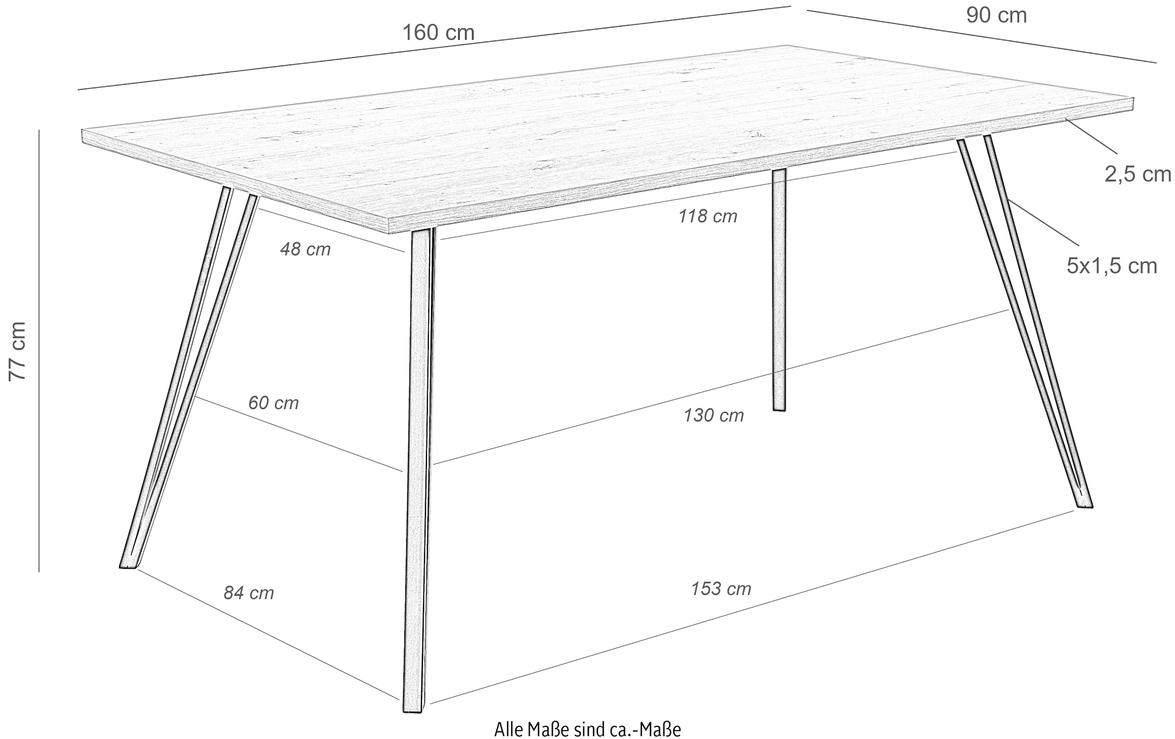 HELA Esstisch, Verschiedene Dekore, 160cm