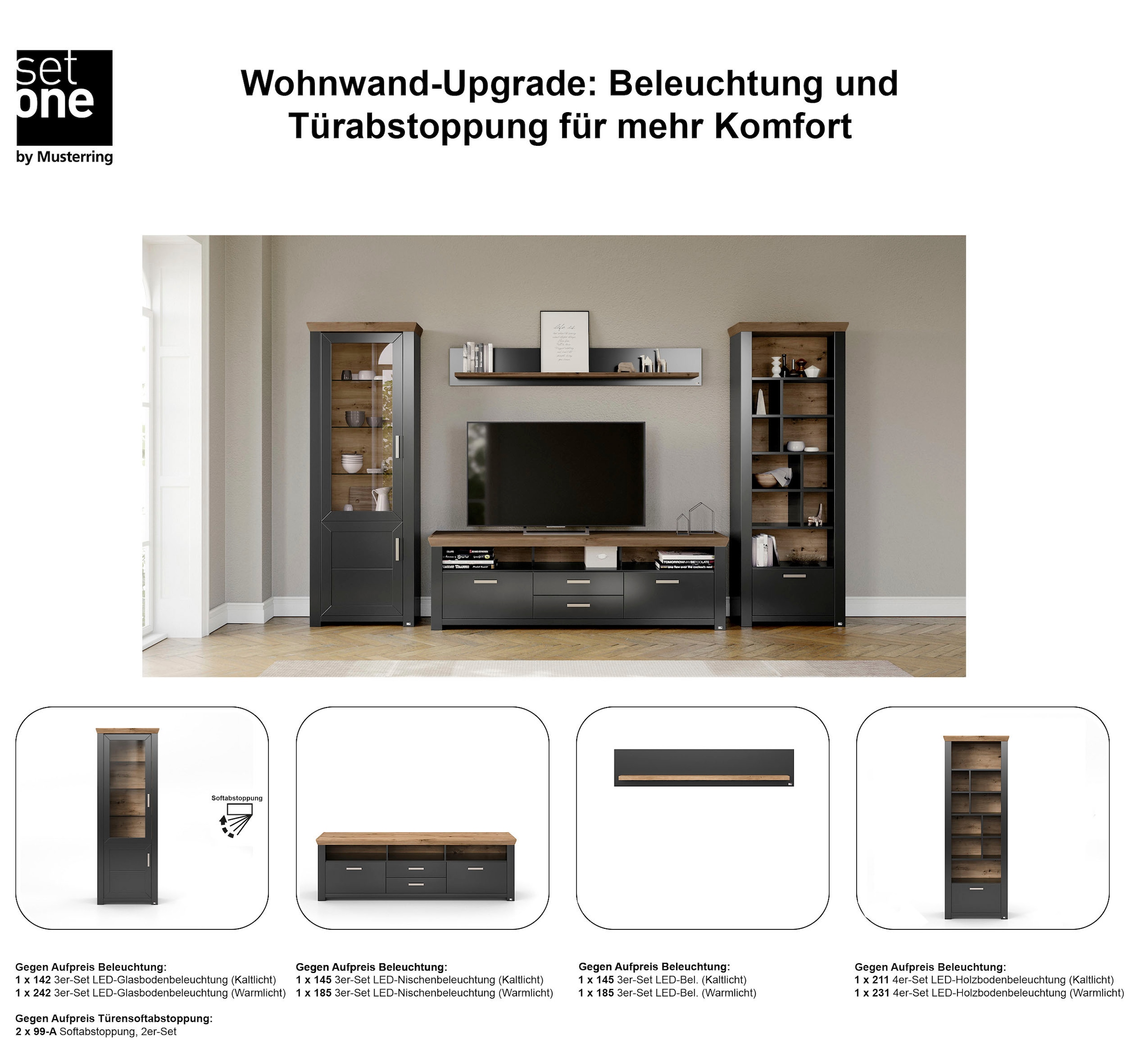 set one by Musterring Wohnwand »York« 4 Stk. tlg.