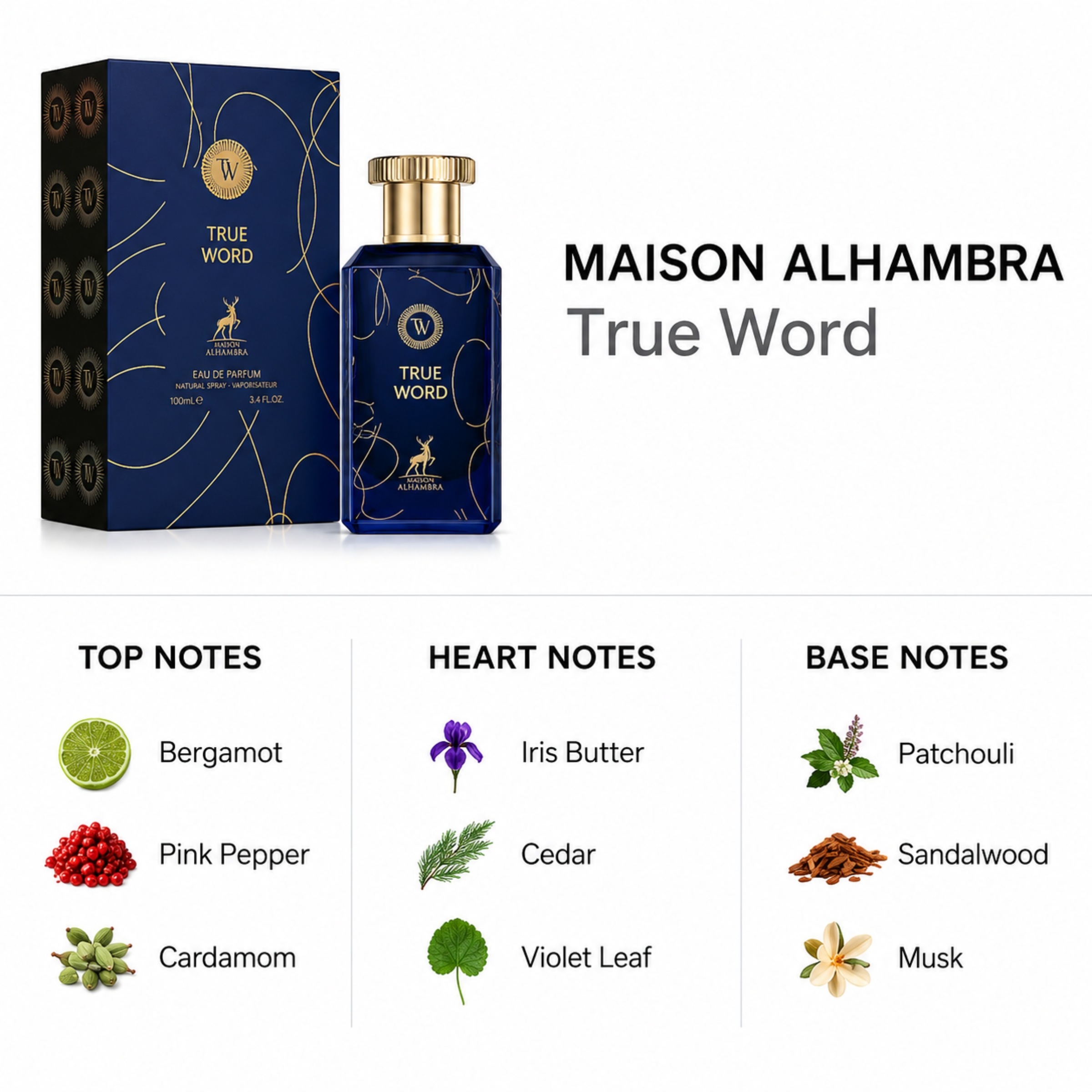 Maison Alhambra Eau de Parfum »True Word Eau de Parfum 100ml« Eau de Parfum, 100 ml Inhalt, flüssige Duftkomposition