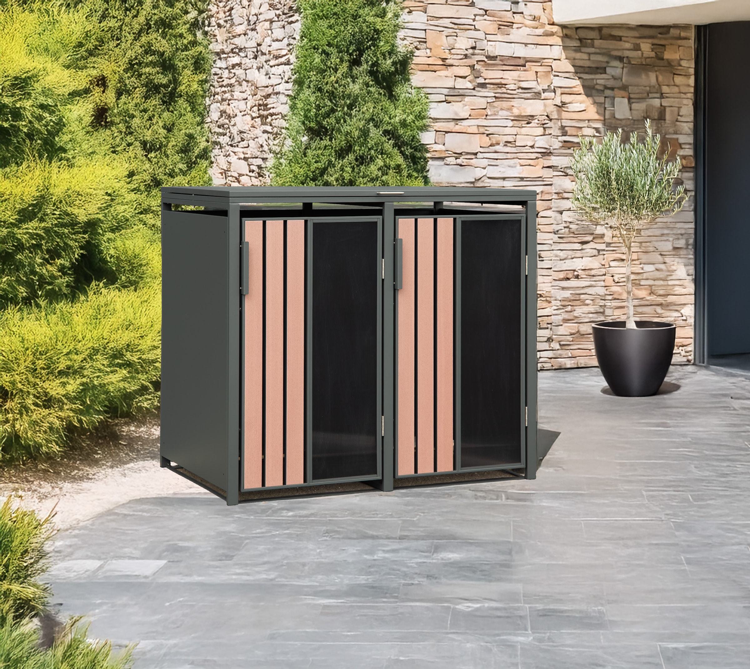 WESTMANN Mülltonnenbox »Status 2« BxTxH: 132x80x116 cm, für 2x240 L Mülltonnen