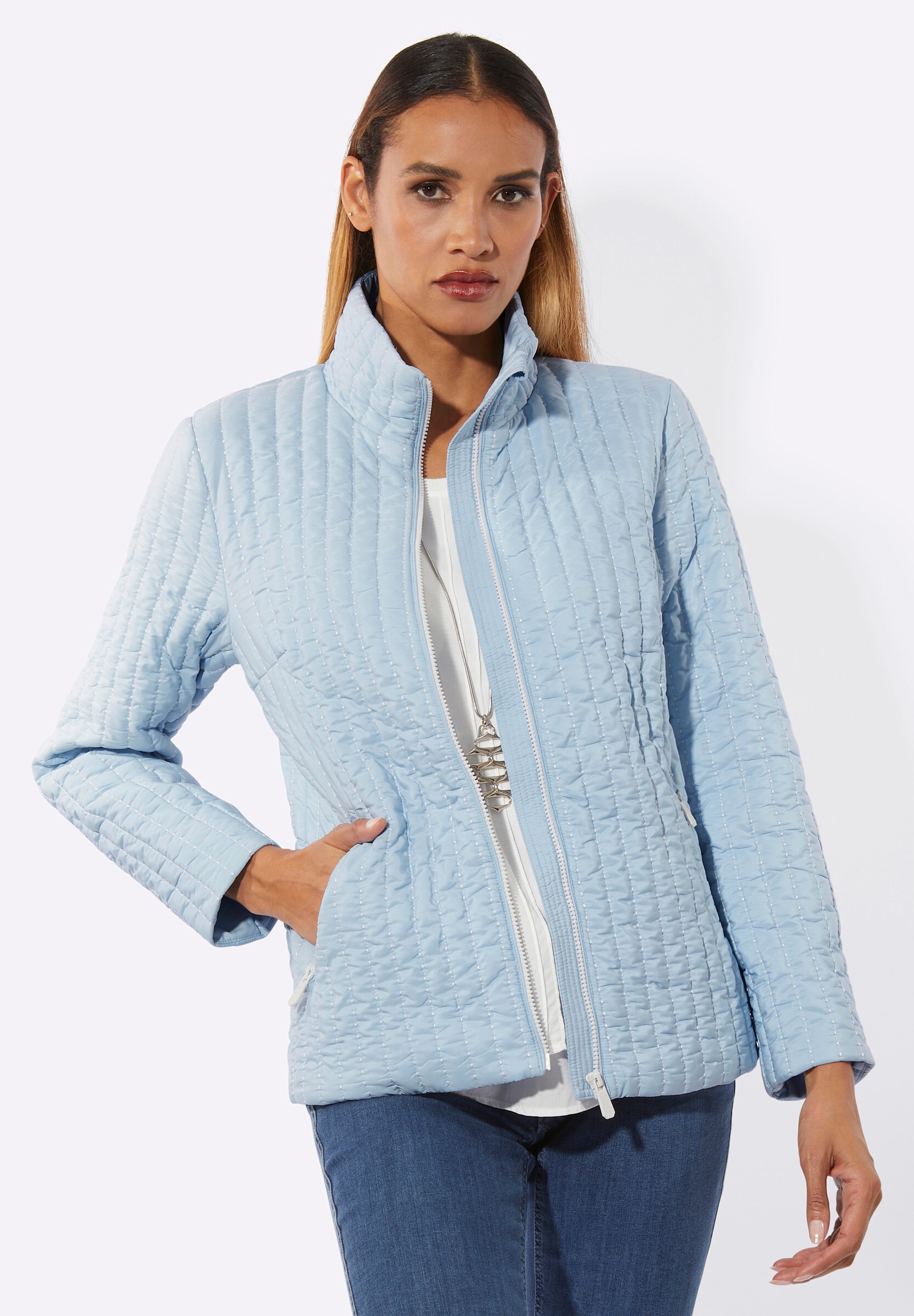 creation L Steppjacke »Jacke Jacke mit Zipper-Garage« ohne Kapuze