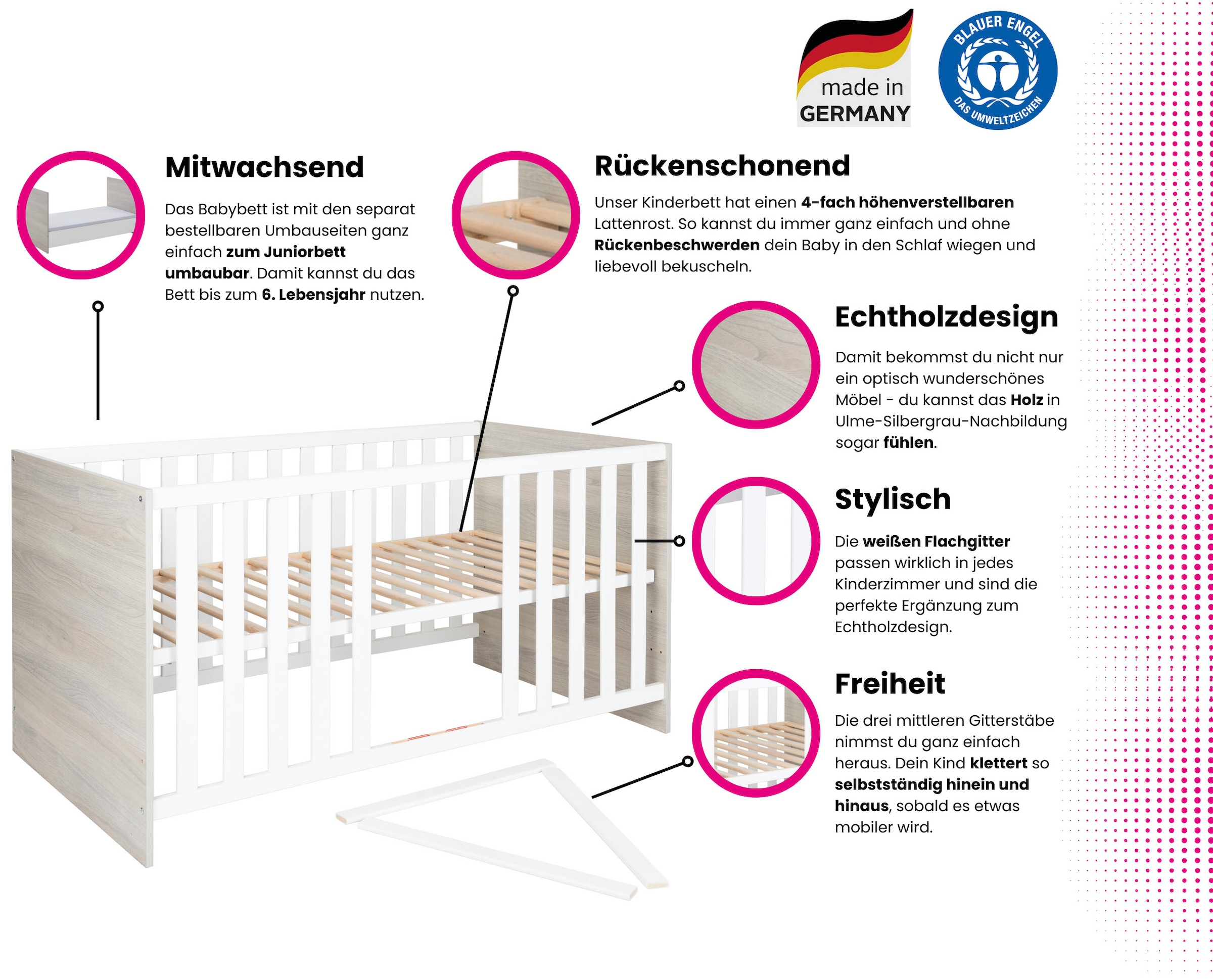 Home affaire Babyzimmer-Komplettset »Geert« Set, Kinderbett, Regal, Schrank, Wickelkommode, 4 Stk. tlg. Made in Germany; mit Kinderbett, Regal, Schrank und Wickelkommode