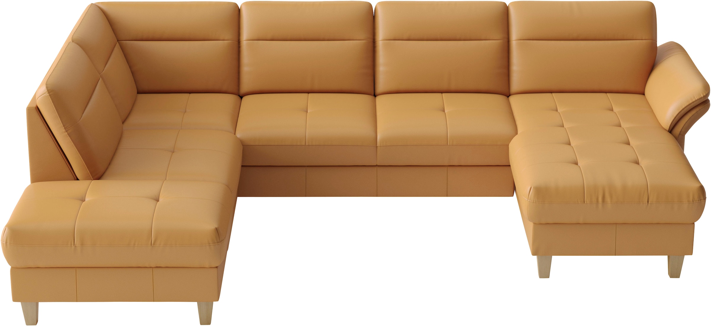 sit&more Wohnlandschaft »Pamela U-Form, B: 292 cm, optional Schlaffunktion & Bettkasten, Leder« wahlweise mit Armteilverstellung, Sofa mit Federkern, Sitzhöhe: 48 cm