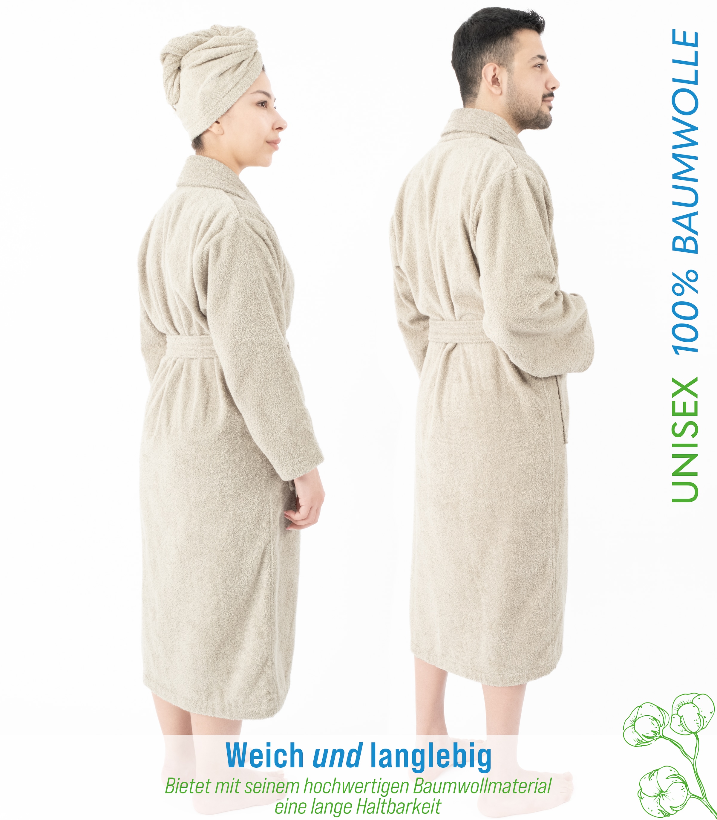 HAMMETEX Bademantel »Bademantel 100% Baumwolle Unisex, 400 GSM, Weich & Saugfähig« Packung,  ideal für Sauna & Spa, Hotelbademantel, Morgenmantel