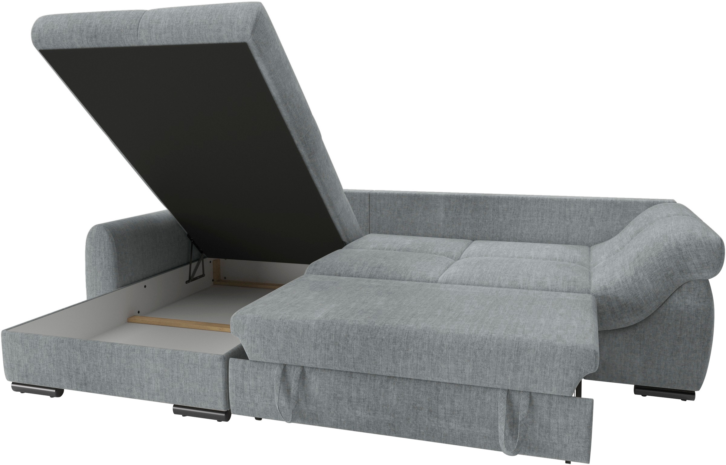 Mr. Couch Ecksofa »Livorno L-Form«, inkl. Hochschläfer-Bettauszug, XL-Bettkasten weiß beschichtet