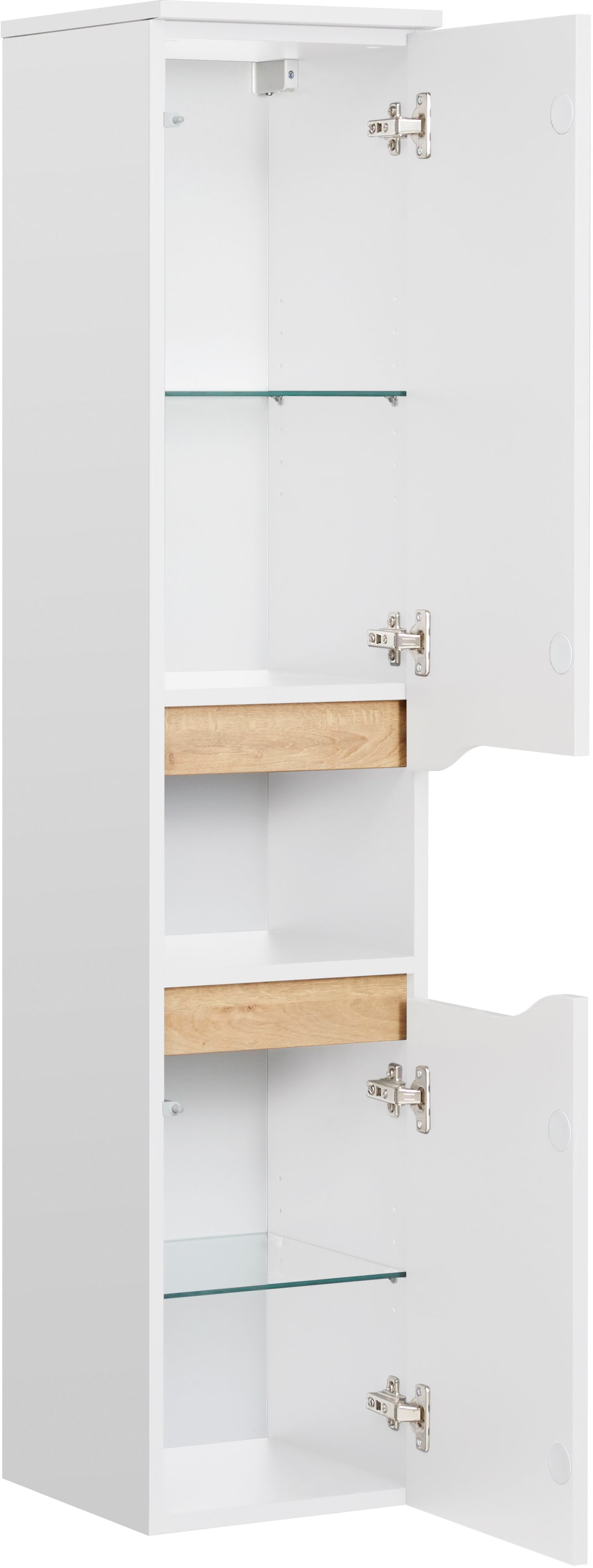 Saphir Midischrank »Quickset Badschrank 30 cm breit, 2 Türen, 1 Nische, 2 Einlegeböden«, Badezimmer-Midischrank inkl. Türdämpfer, grifflos