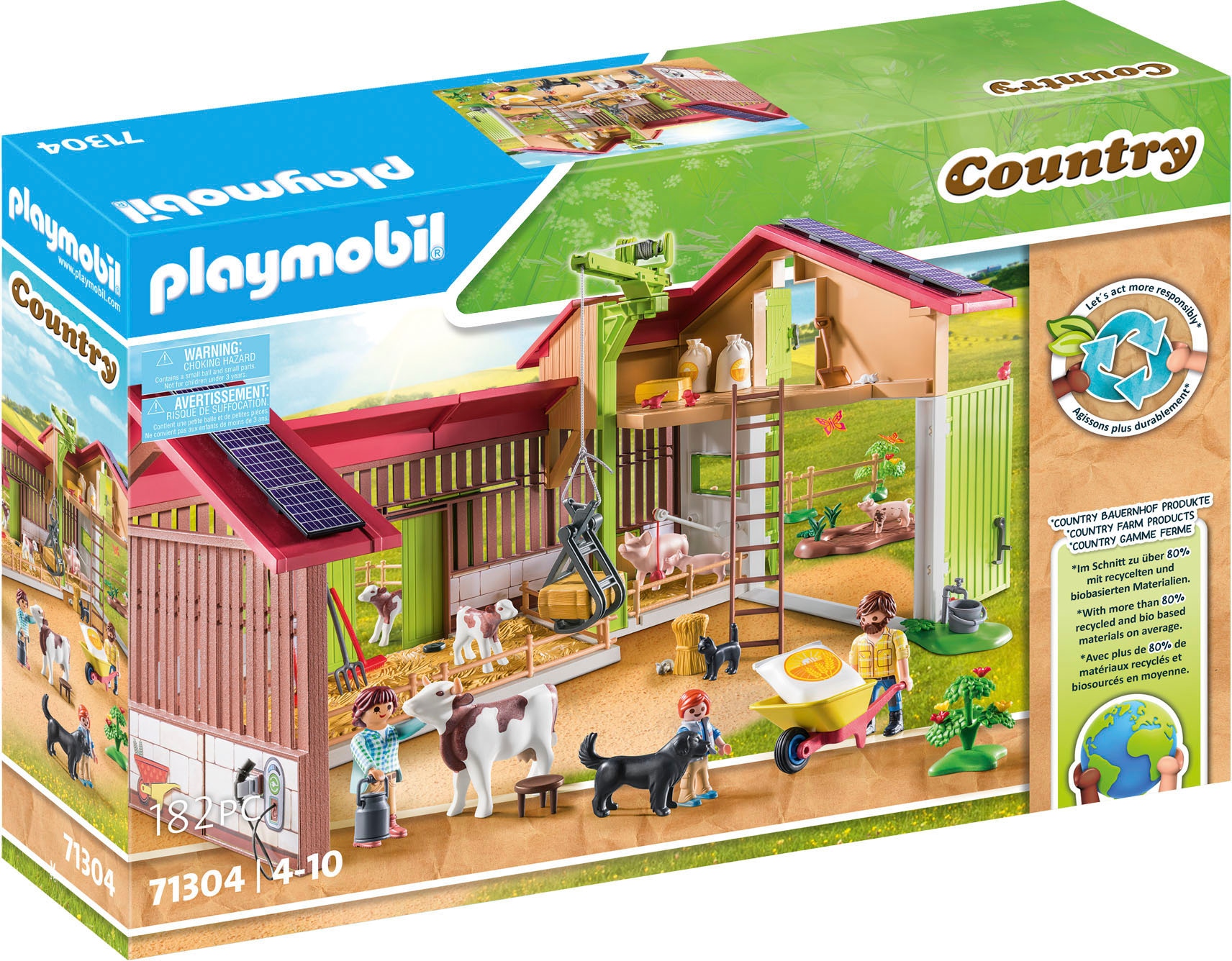 Playmobil Konstruktions-Spielset »Großer Bauernhof (71304), Country« teilweise aus recyceltem Material; Made in Germany in bunt