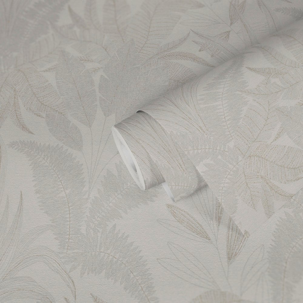 living walls Vliestapete »Stories of Life florale Tapete Blätter Creme Beige« Wald | botanisch | floral leicht strukturiert Metallic Vliestapete für Schlafzimmer Tapeten Wohnzimmer Schlafzimmer