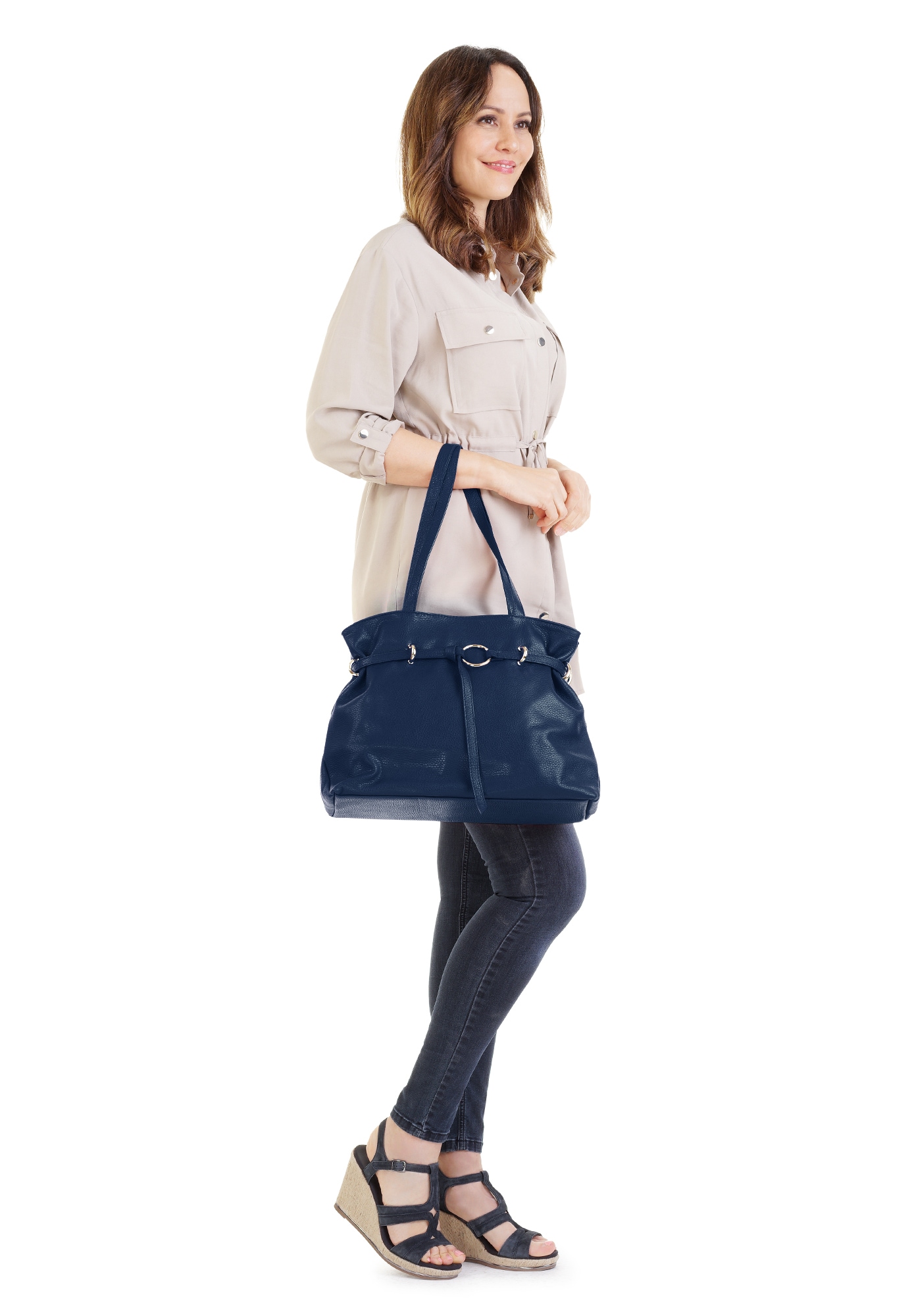 Samantha Look Henkeltasche, echt Leder, Made in Italy