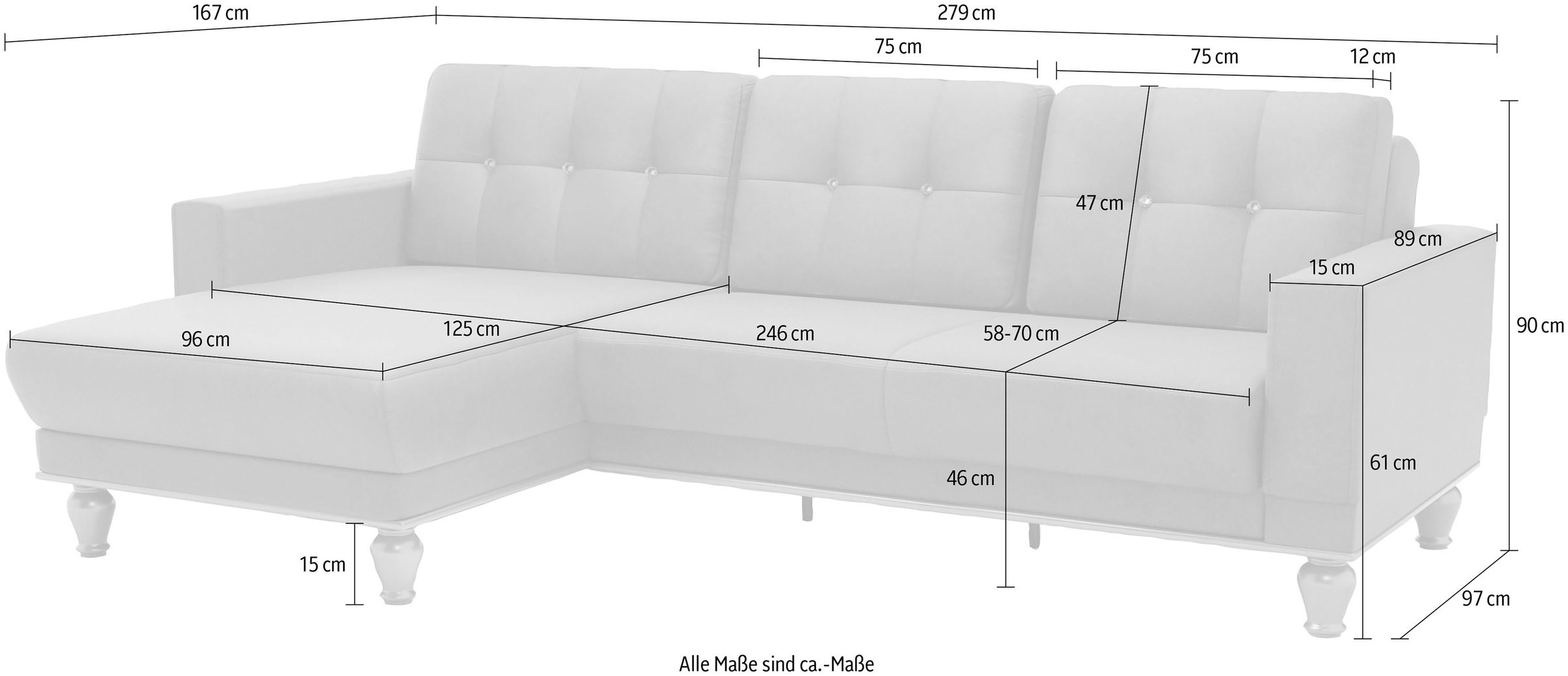 sit&more Ecksofa »Orient 5 L-Form«, mit Strass-Stein, wahlweise mit Bettfunktion und Bettkasten
