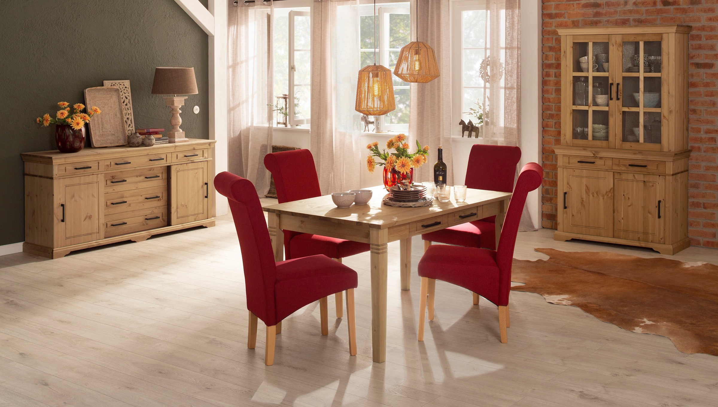 Home affaire Vitrine »Anabel«, aus massiver Kiefer, Breite 110 cm