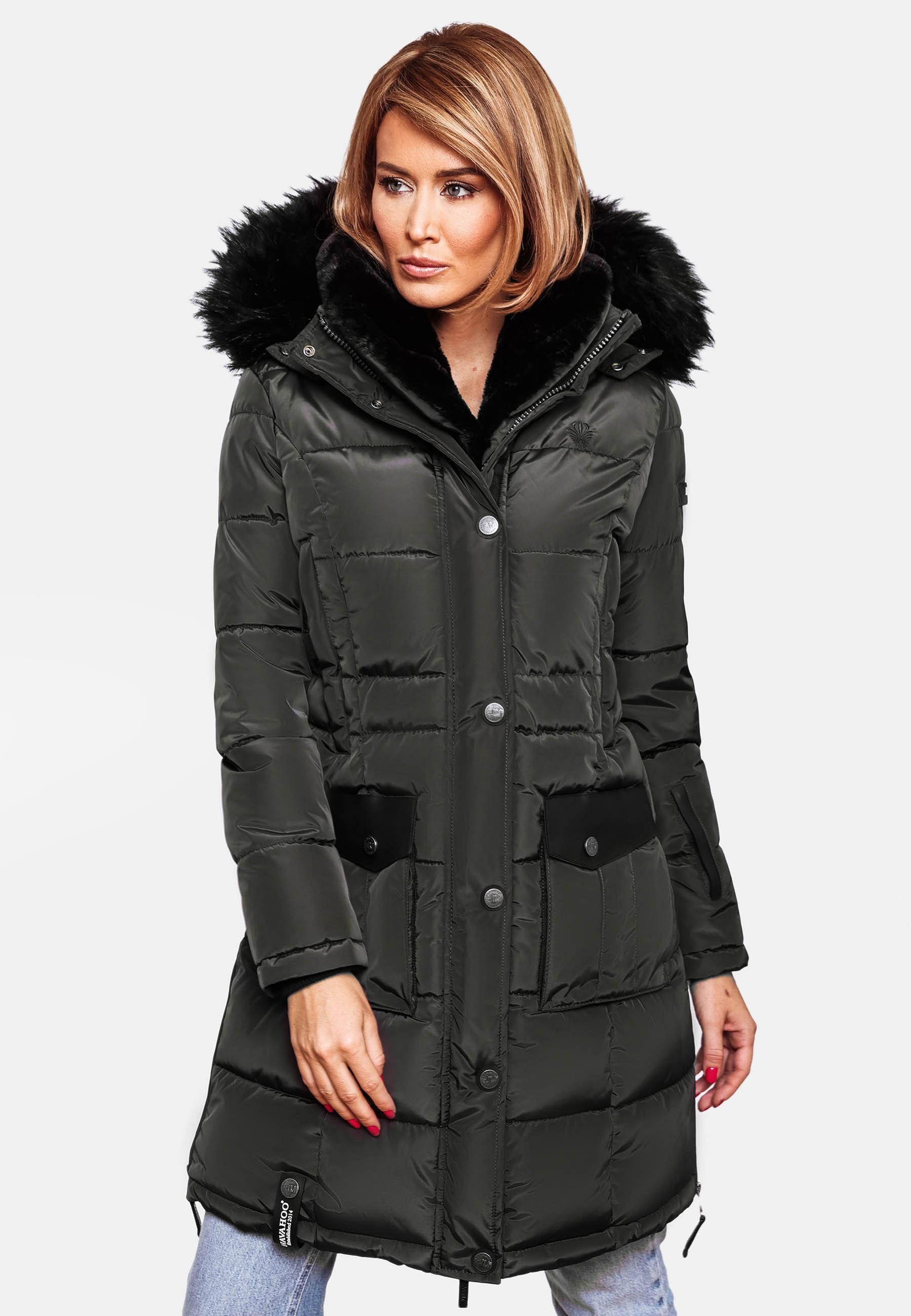 Navahoo Steppmantel »Steppmantel Sinja«, stylischer Winter Parka mit edlem Fellimitat