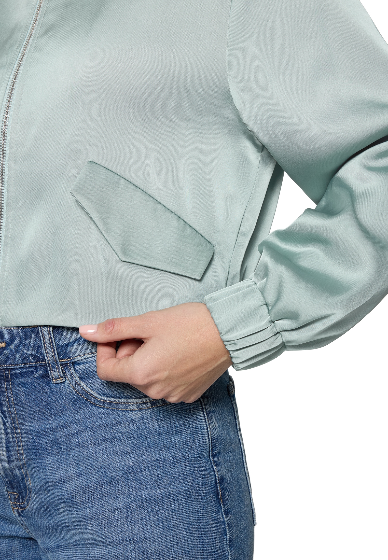 Zero Jackenblazer »Satin-Jacke mit Reißverschluss«