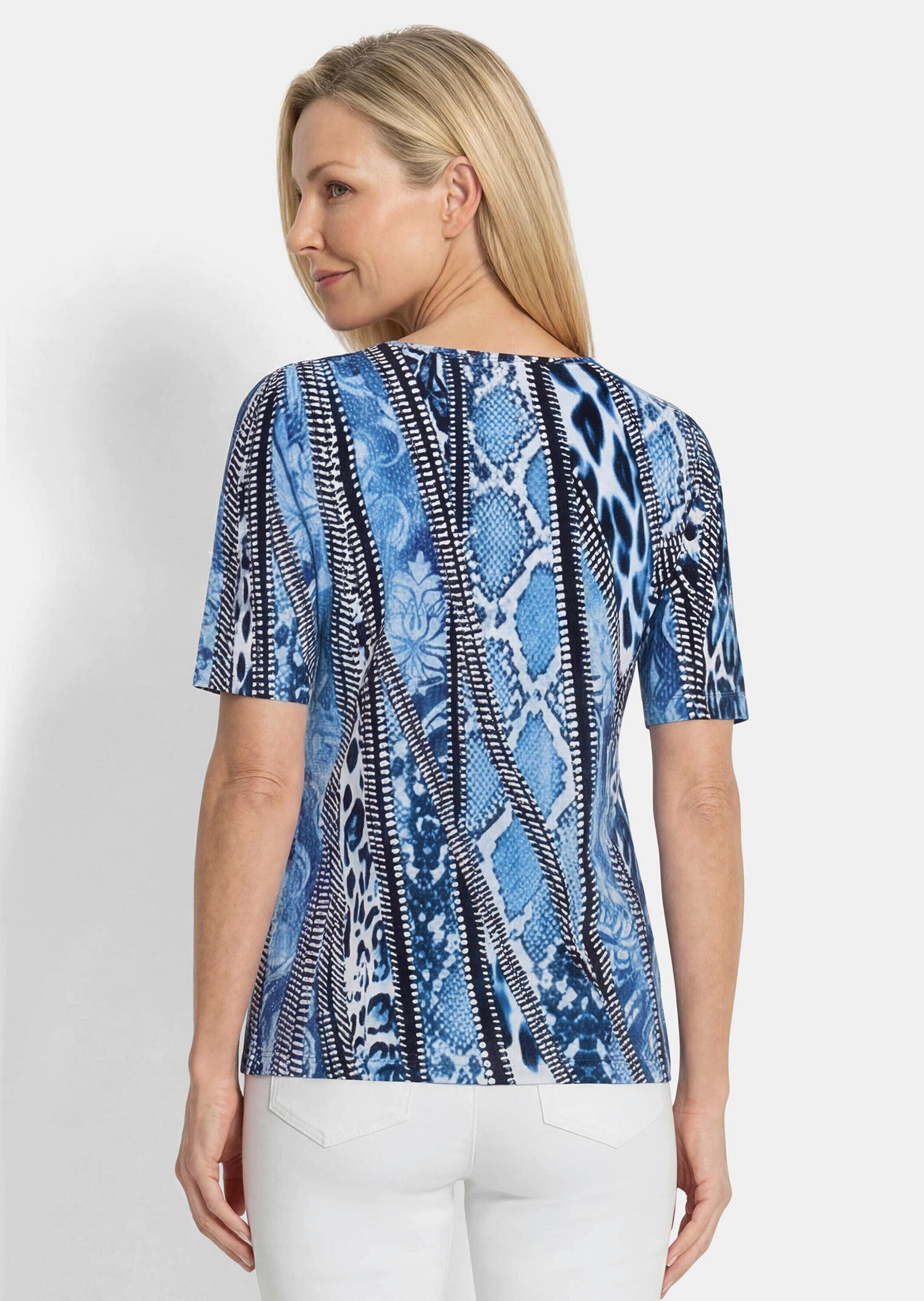 GOLDNER Kurzarmshirt »Kurzgröße Baumwollshirt im Animal-Mustermix« angenehme Jerseyqualität