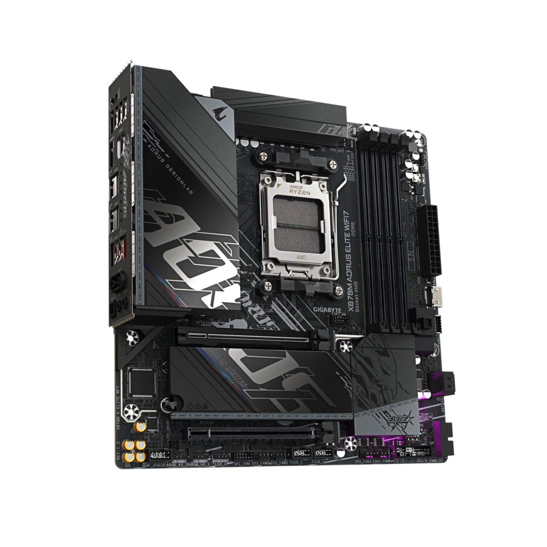 Gigabyte Mainboard »X870M AORUS ELITE WIFI7 Mainboard – Unterstützt AMD Ryzen 9000 CPUs, d«