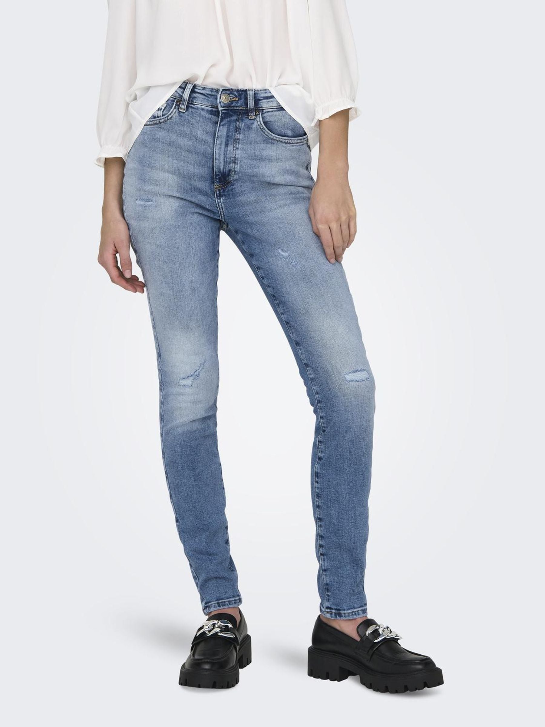 ONLY Skinny-fit-Jeans »ONLFOREVER ICON HW SK LAK DNM GEN476NOOS« mit Destroyed Effekt