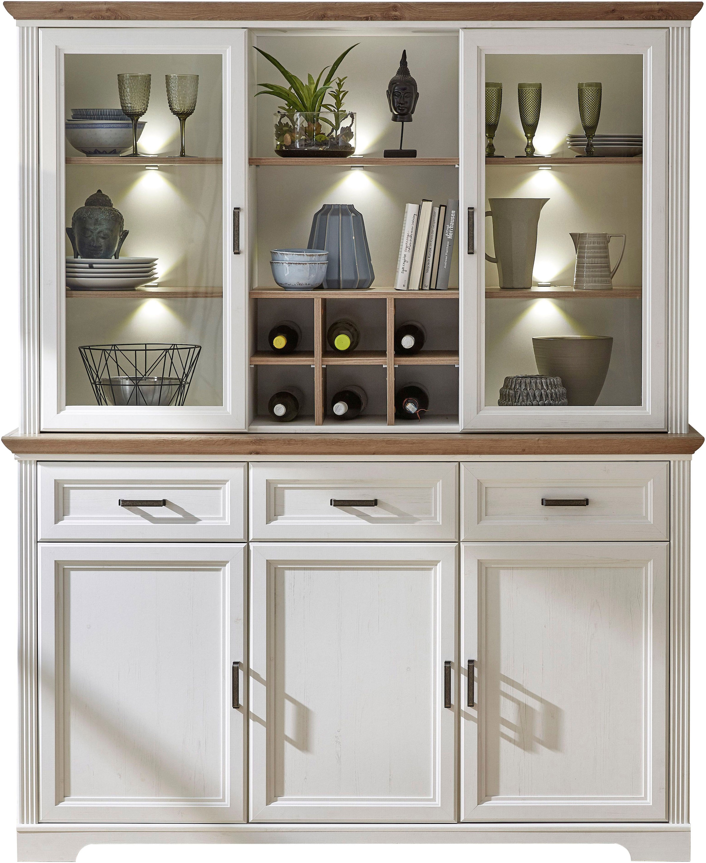 Innostyle Vitrine »Jasmin«, (1 Sideboard und 1 Aufsatzvitrine), 2-teilig