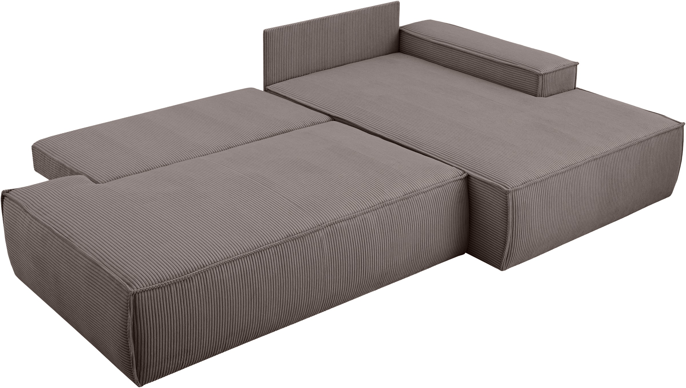Home affaire Ecksofa »SHERWOOD,  Schlafsofa in L-Form offen (275cm), Cord, Leinenoptik« Schlaffunktion und Bettkasten, Kedernaht, hoher Sitz- & Liegekomfort,