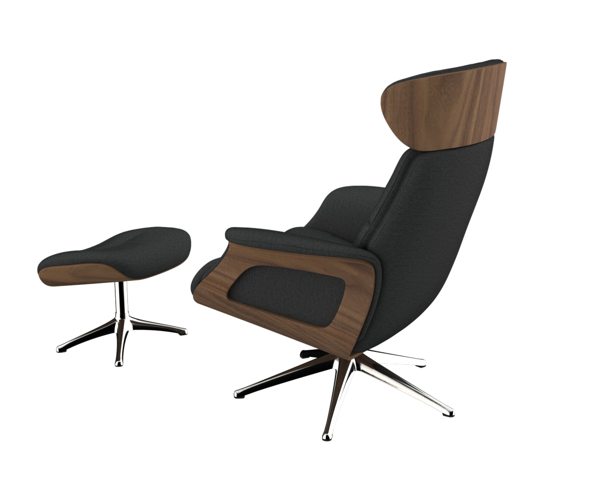 FLEXLUX Relaxsessel »Rücken u. Kopfverstellung, ergonomisch, Airchannels, klasse Komfort« Rücken- & Kopfteilverstellung, Drehbar, Armlehne Walnuss, Fuß Alu