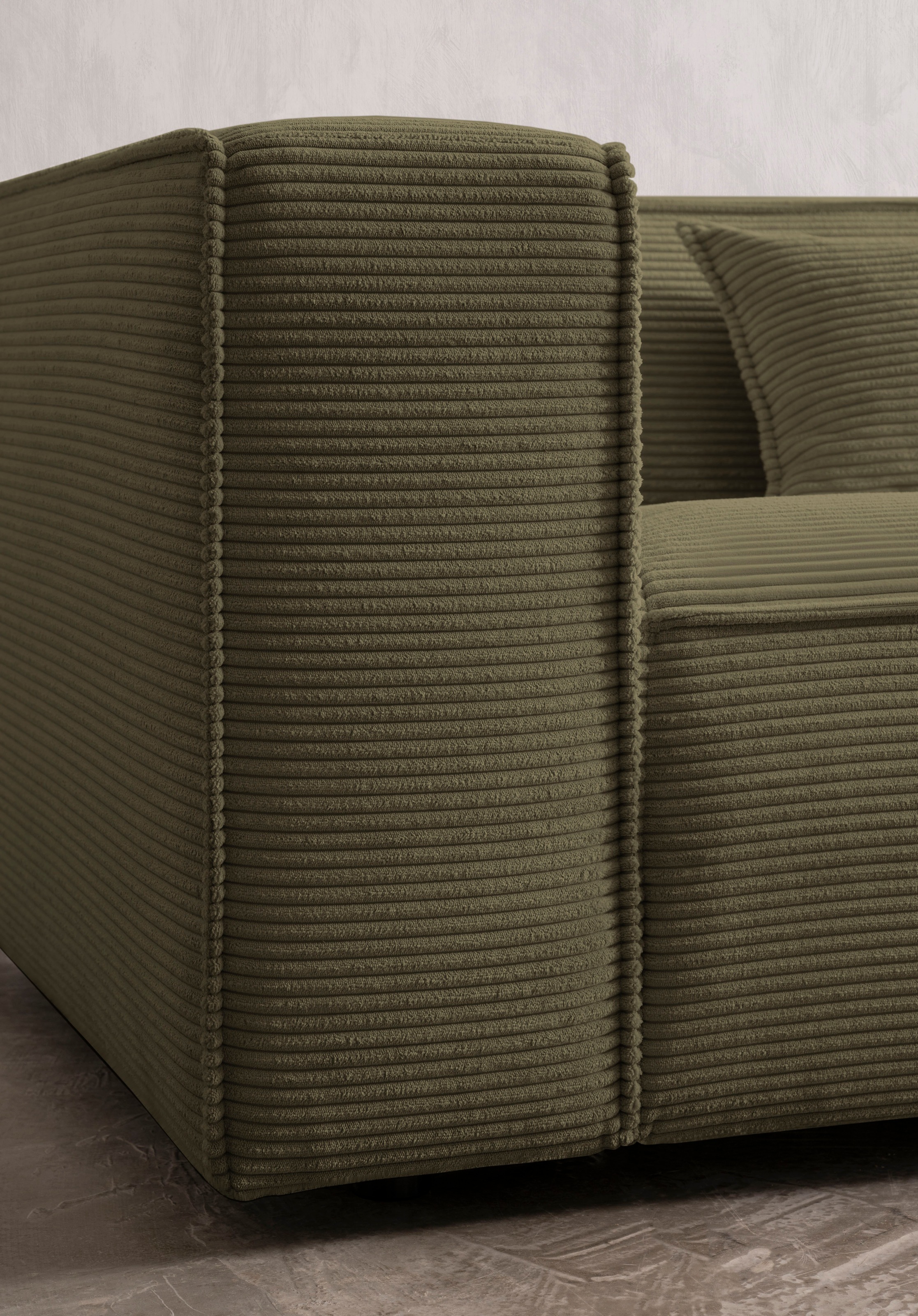 LeGer Home by Lena Gercke 3-Sitzer »PIARA, Couch mit Kedernaht, Sofa in Cord oder Leinenoptik«, schwarze Füße, bequemer Sitzkomfort