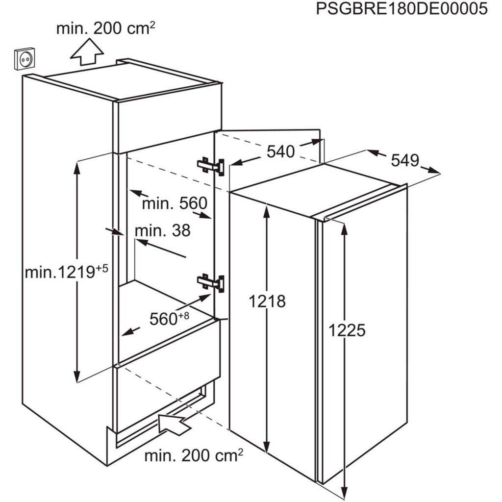 AEG Einbaukühlschrank, SFE712FAAS, 121,8 cm hoch, 54,8 cm breit
