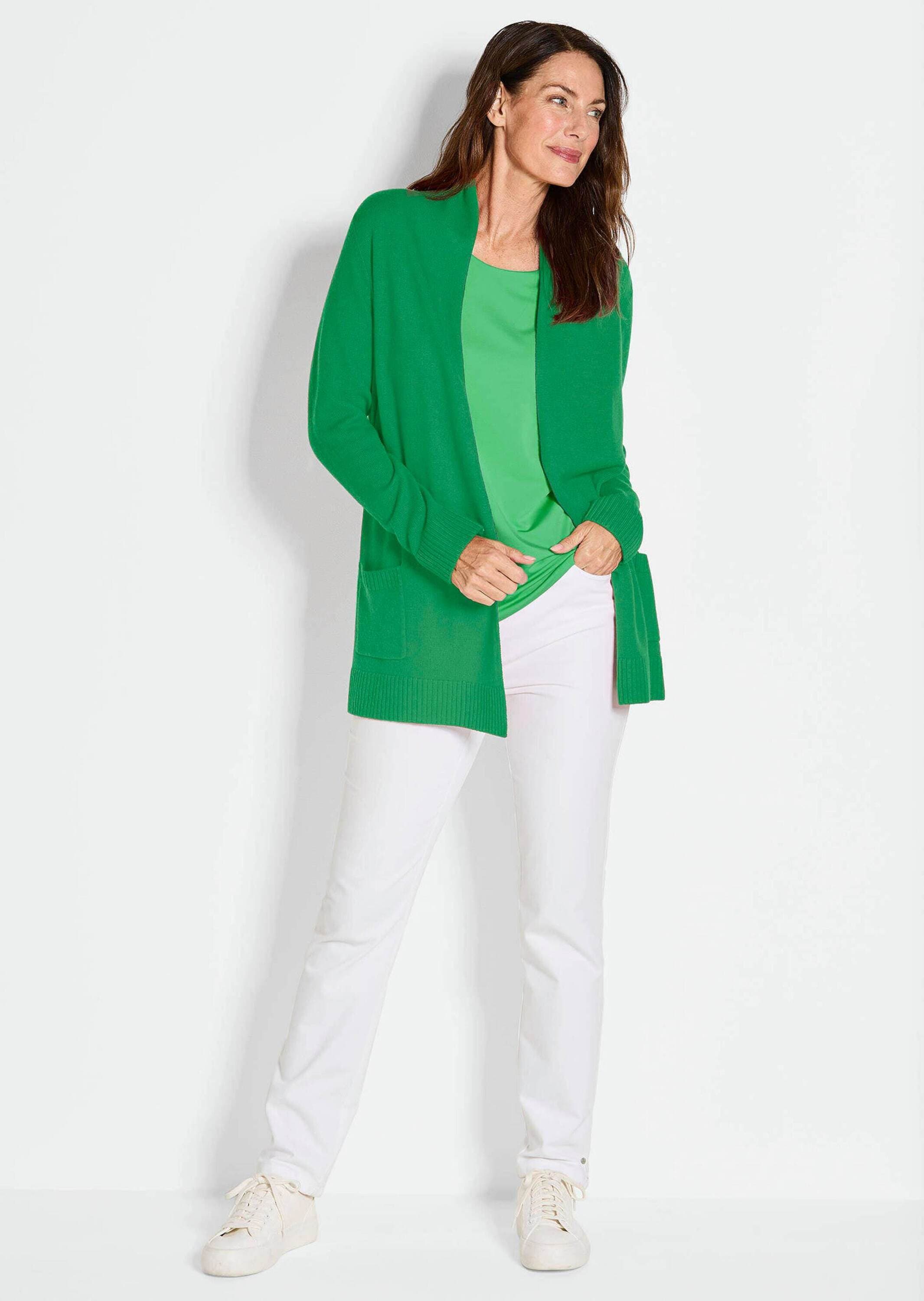 GOLDNER Strickjacke »Langarm Cardigan aus Merino« Schalkragen