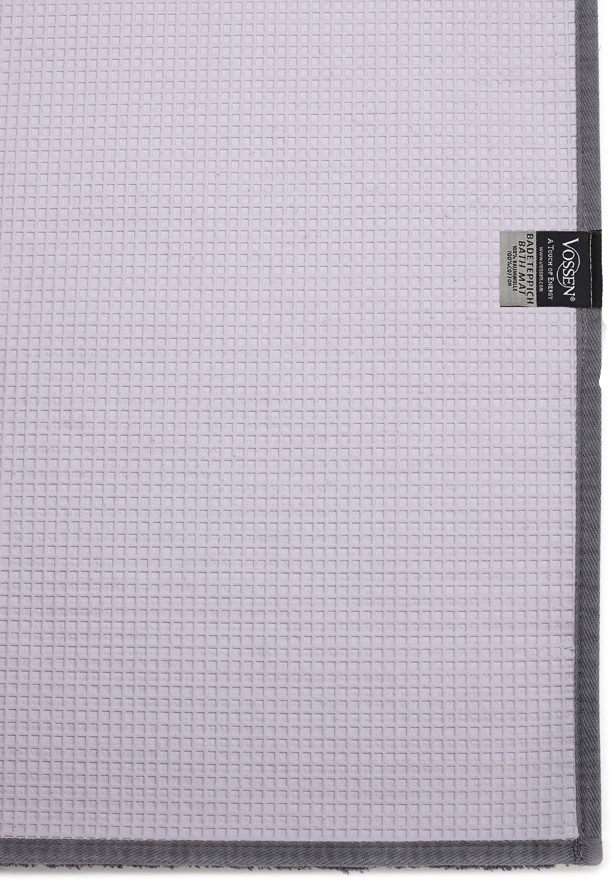 Vossen Badematte »Exclusive«, rutschhemmend beschichtet, fußbodenheizungsgeeignet, Badteppich, Uni-Farben, Karo Muster, Hoch-Tief Effekt, reine Baumwolle