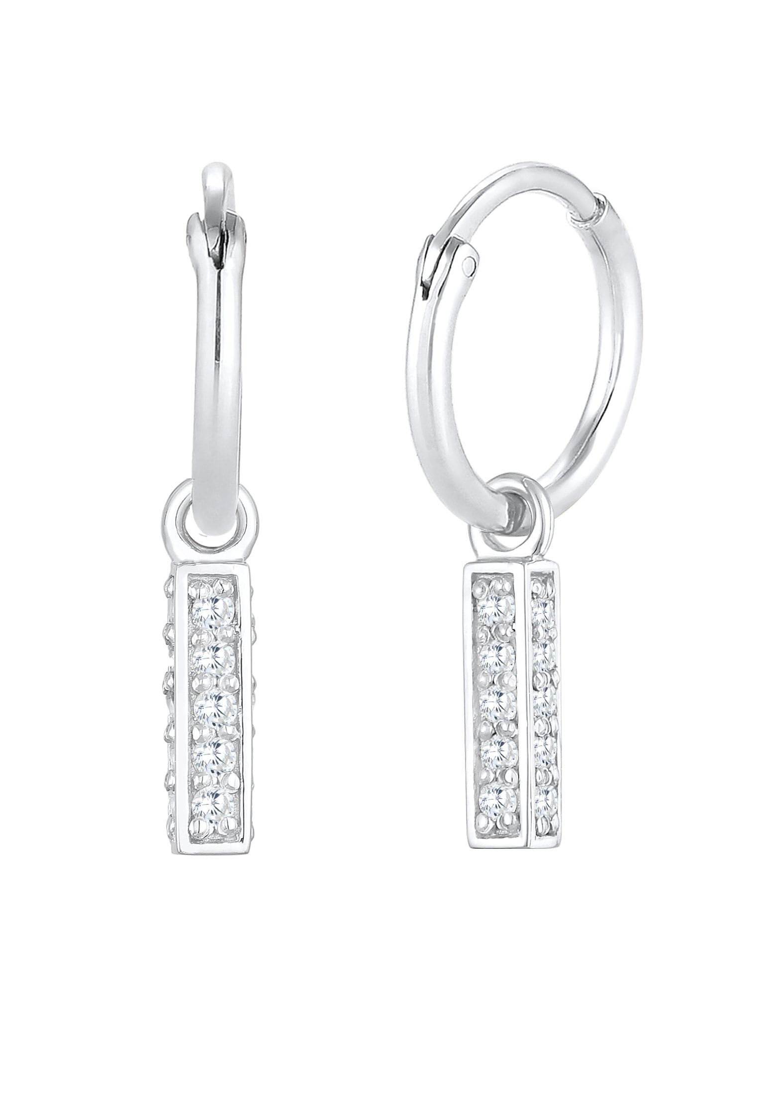 Elli Premium Paar Ohrhänger »Ohrringe Creolen Stab Anhänger Zirkonia Trend 925 Silber«