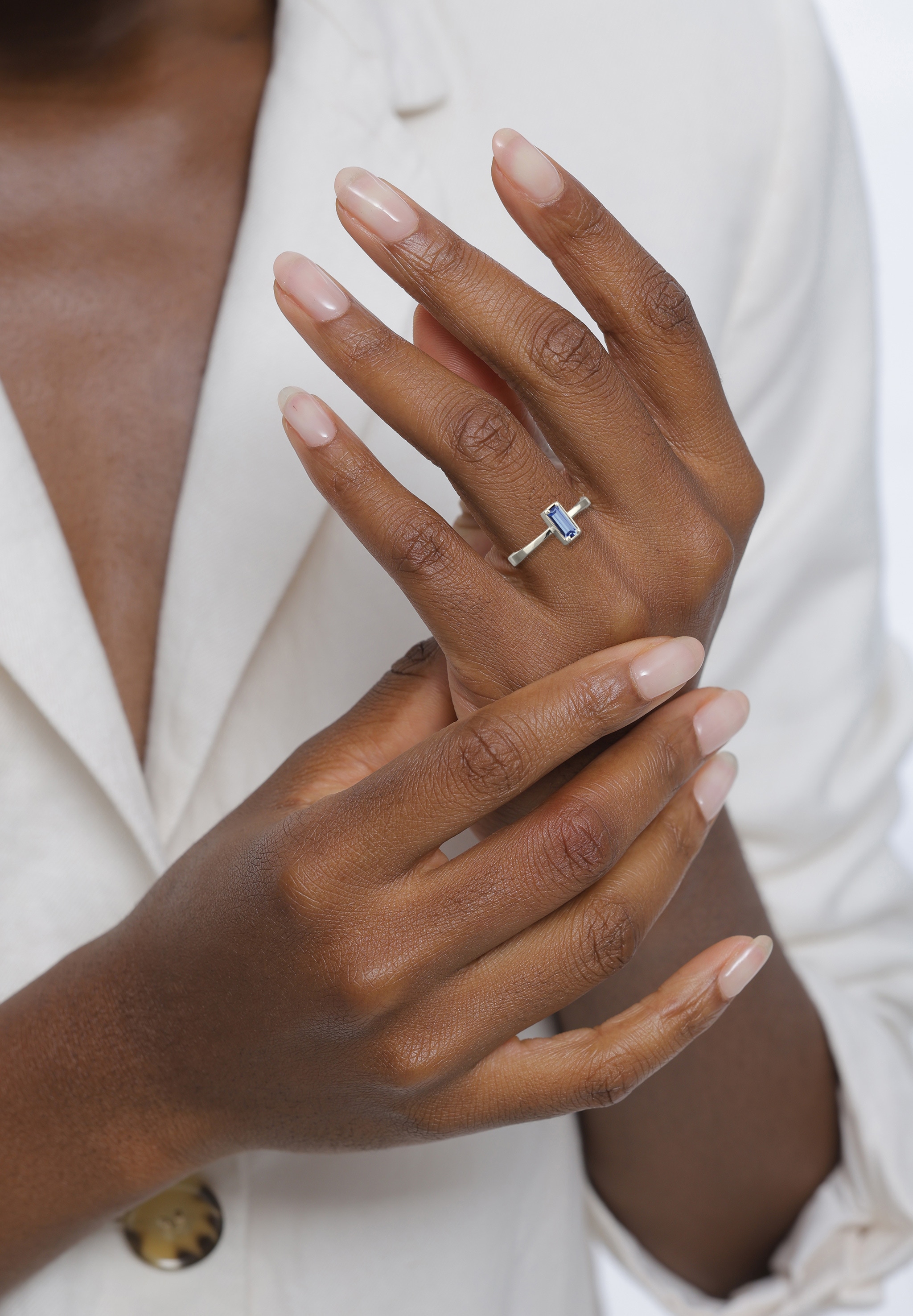 Elli Silberring »Ring Blau Baguette 925 Sterling Silber, mit Kristallen von Swarovski®«