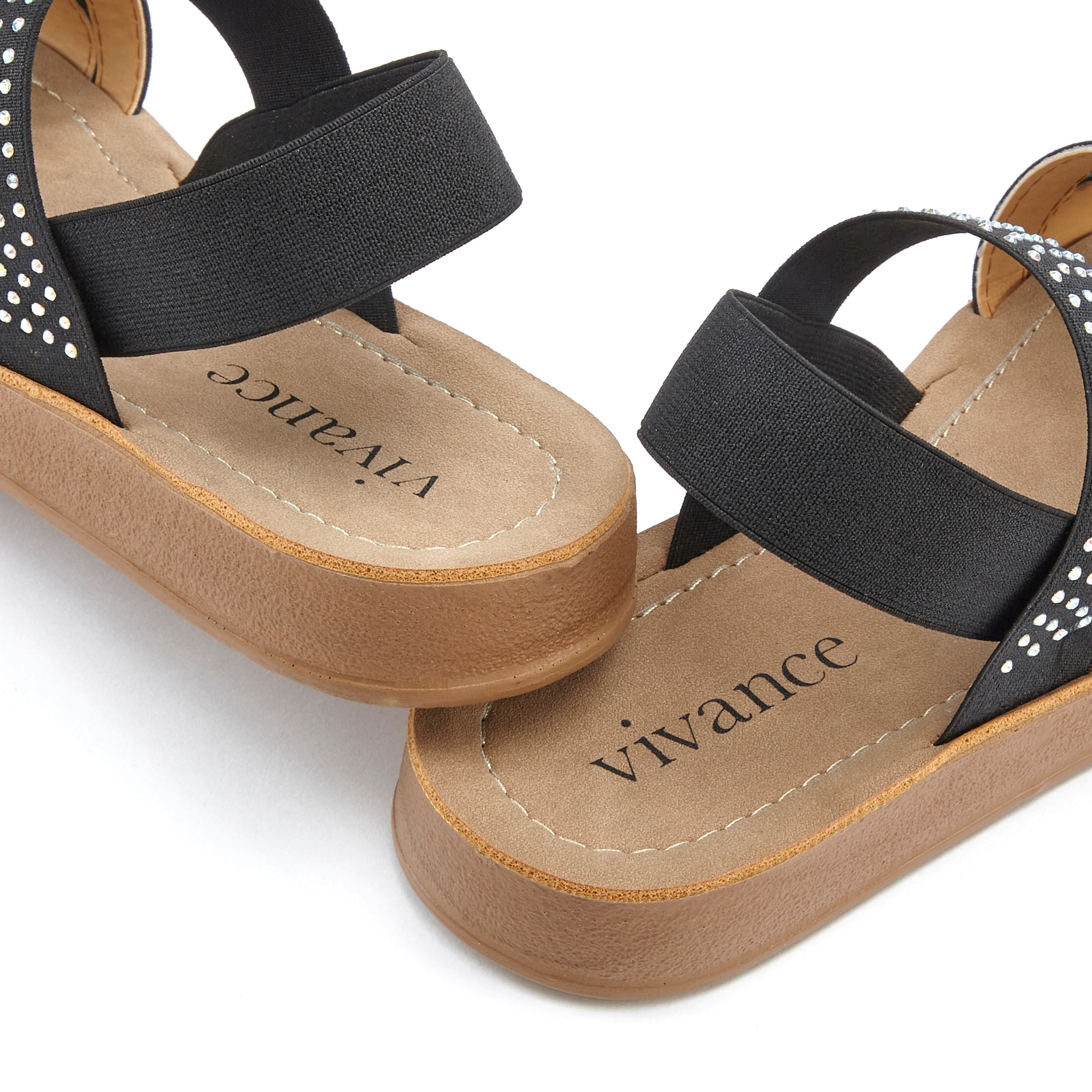 Vivance Sandale »Mule, Sandale, offener Schuh, Pantolette, Sommerschuh«, mit elastischen Riemchen und Glitzersteinchen