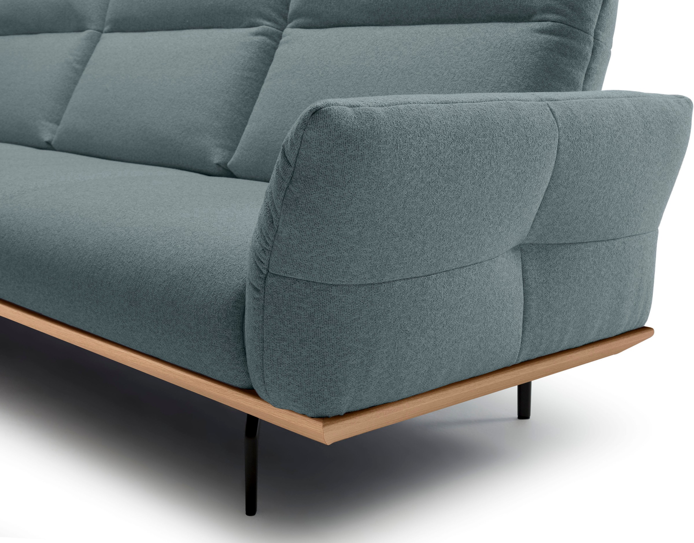 Creation BY ROLF BENZ Ecksofa »CR.460«, Sockel in Eiche, Winkelfüße in Umbragrau, Breite 338 cm