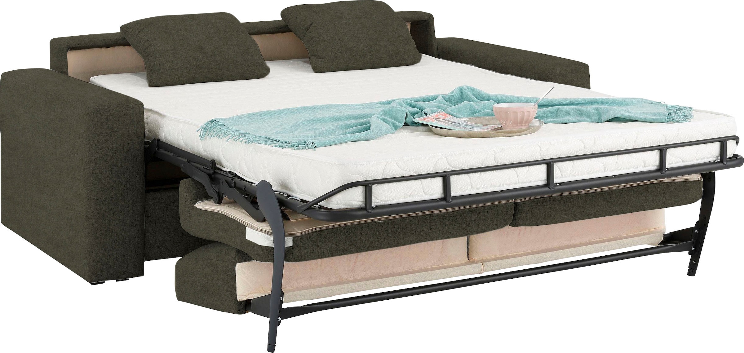 Home affaire Schlafsofa »Roma  Matratzenhöhe 14 cm« Dauerschlaffunktion, mit Unterfederung, Lattenrost, Matratze