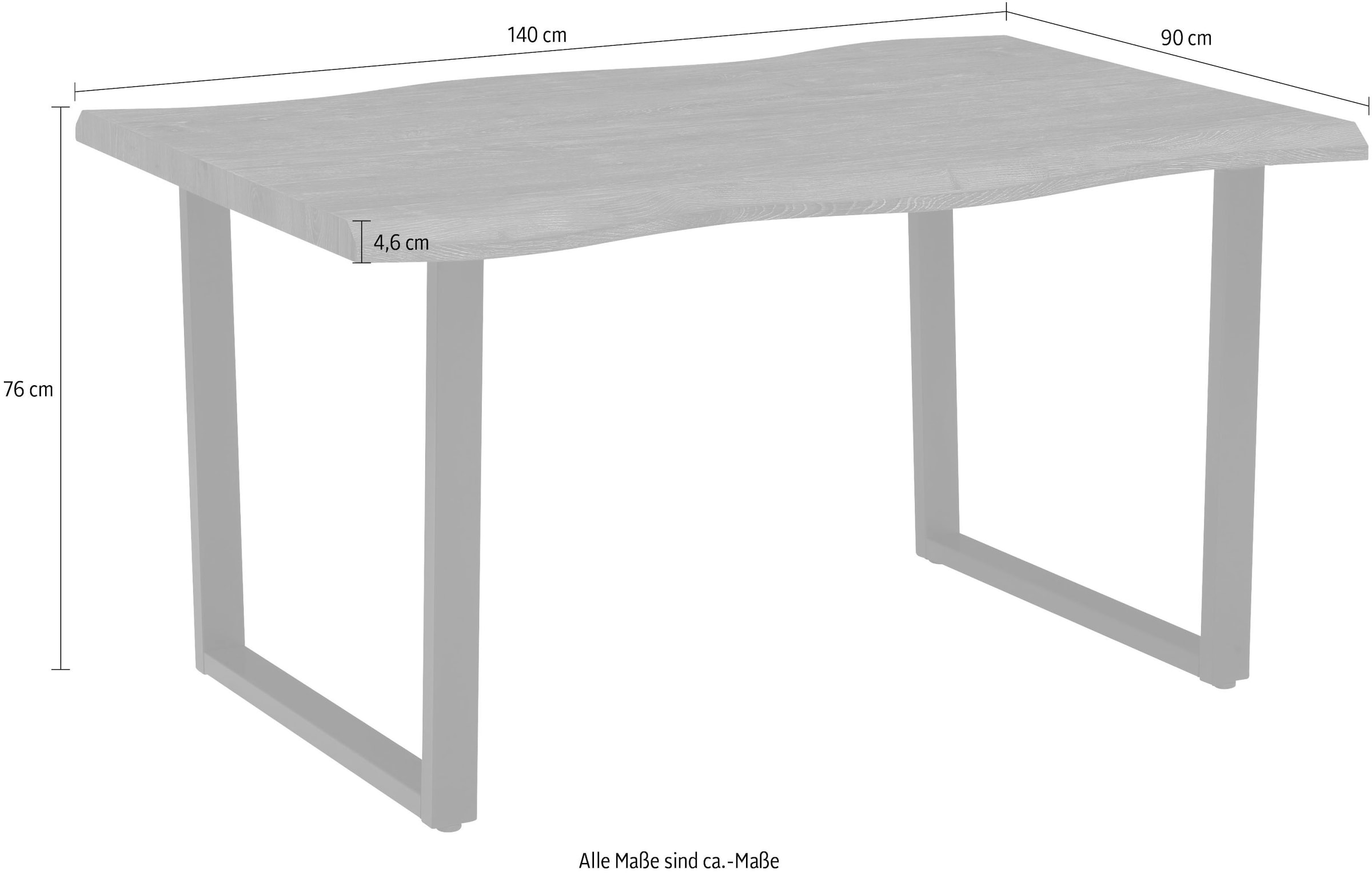 HELA Essgruppe »GISELLE«, (Set, 5 tlg.), U-Gestell, Tischplatte mit Baumkante, Belastbarkeit Stuhl 120 KG