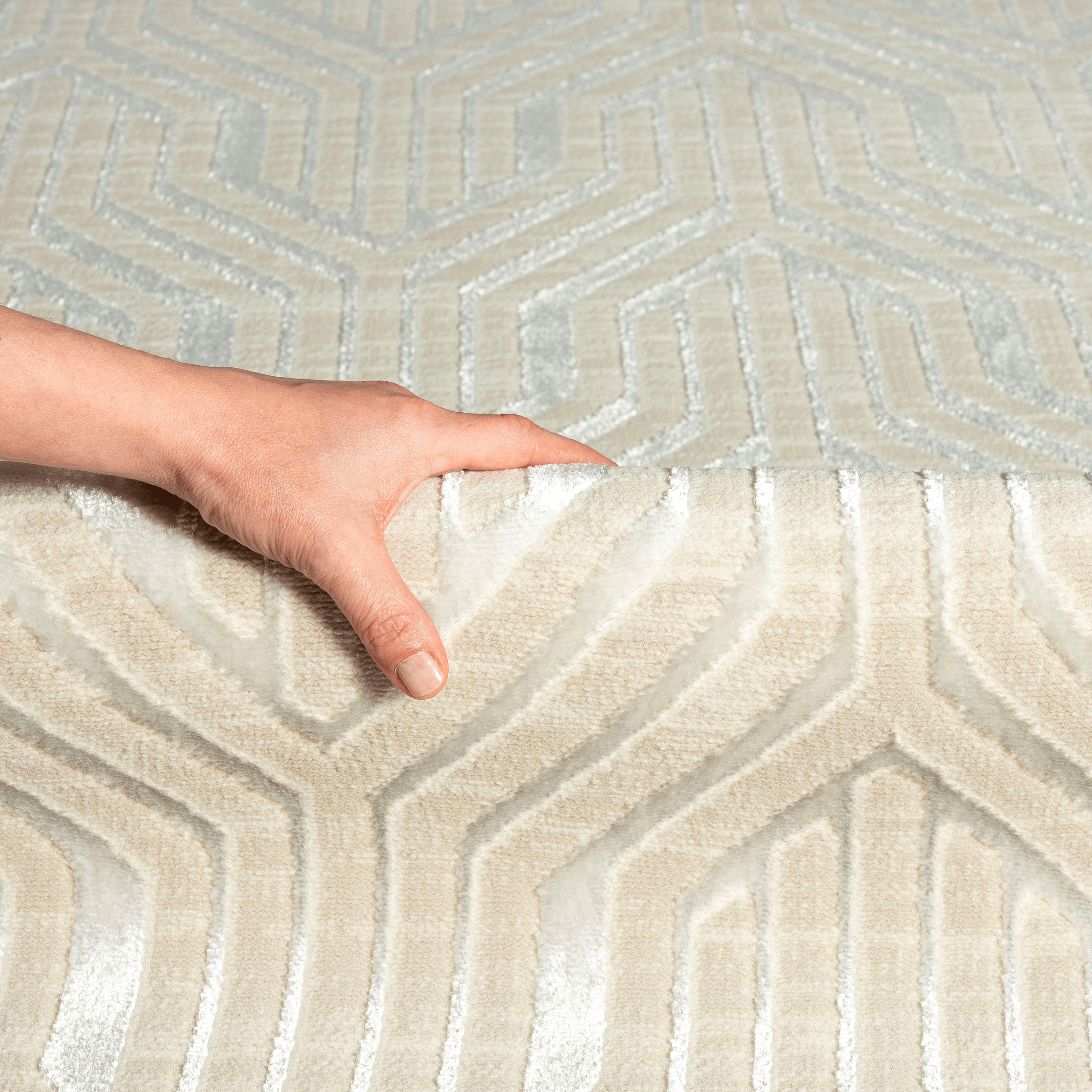 merinos Teppich »Creation 50057«, rechteckig, 10 mm Höhe, elegant, glänzend, Kurzflor, pflegeleicht, Wohnzimmer