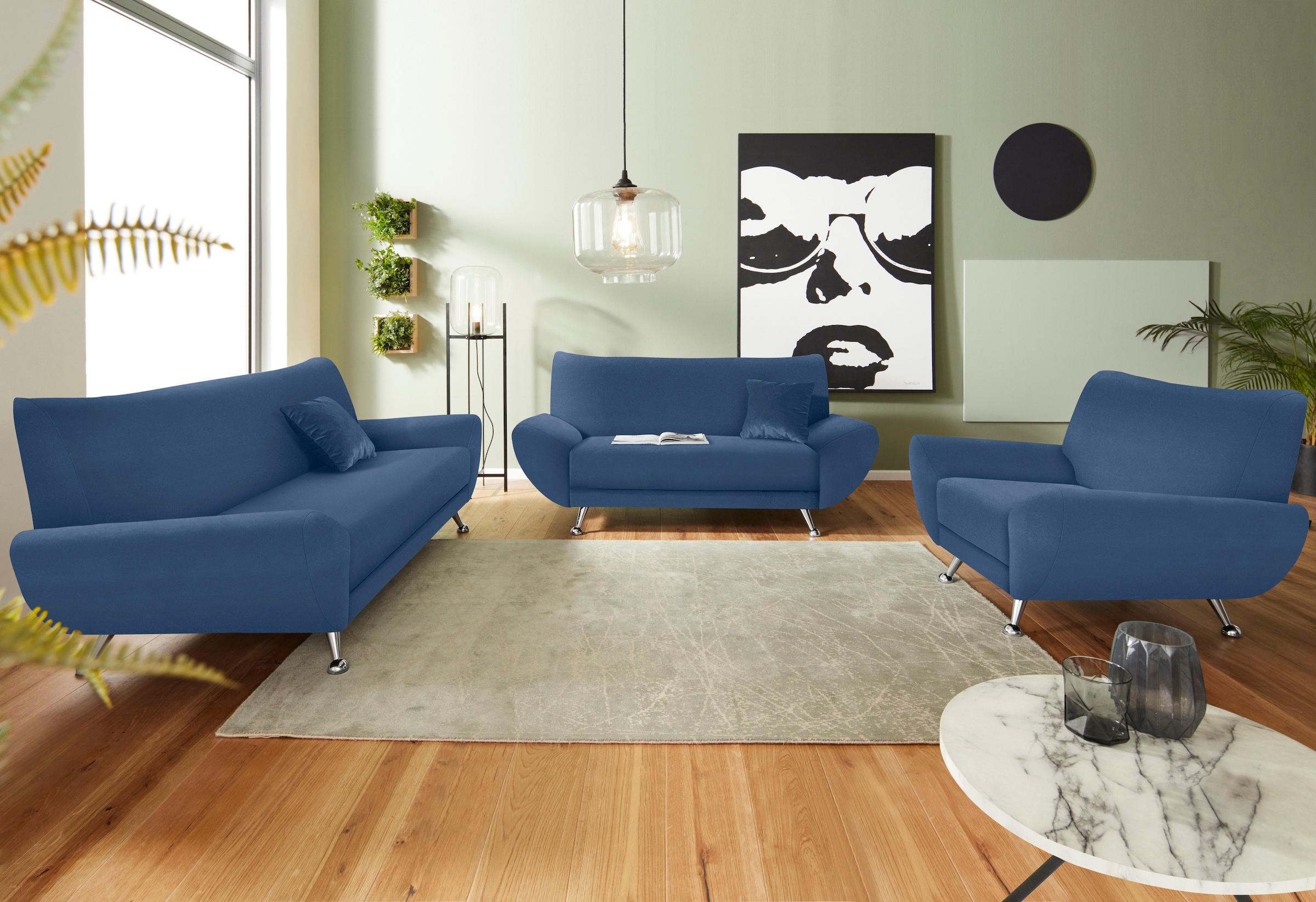 INOSIGN Polstergarnitur »Saltare elegant und komfortabel, toller Fuß als Designelement«, (3 tlg.)
