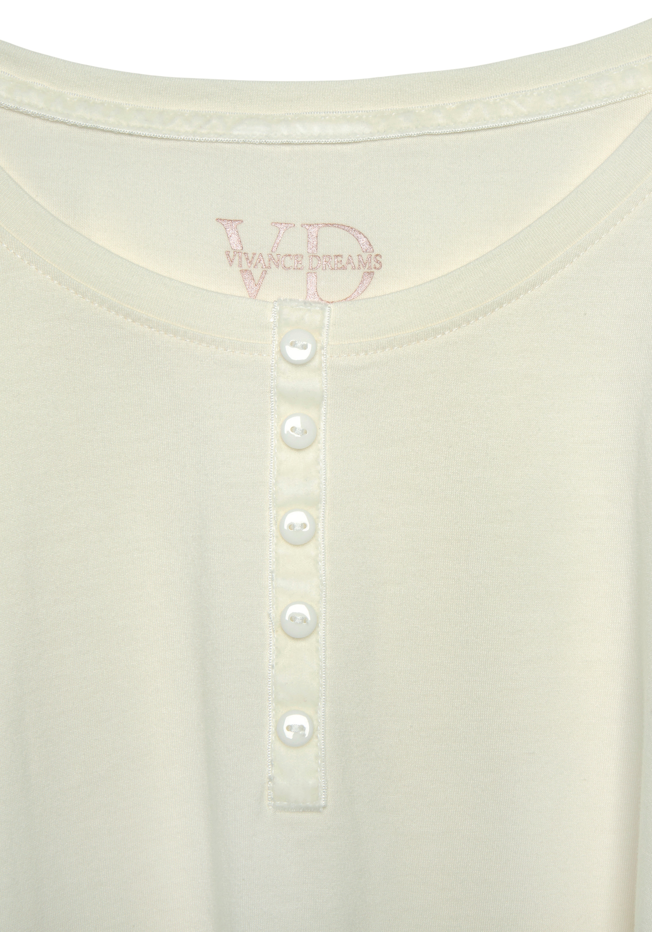 Vivance Dreams Pyjamaoberteil, mit Velvet-Knopfleiste