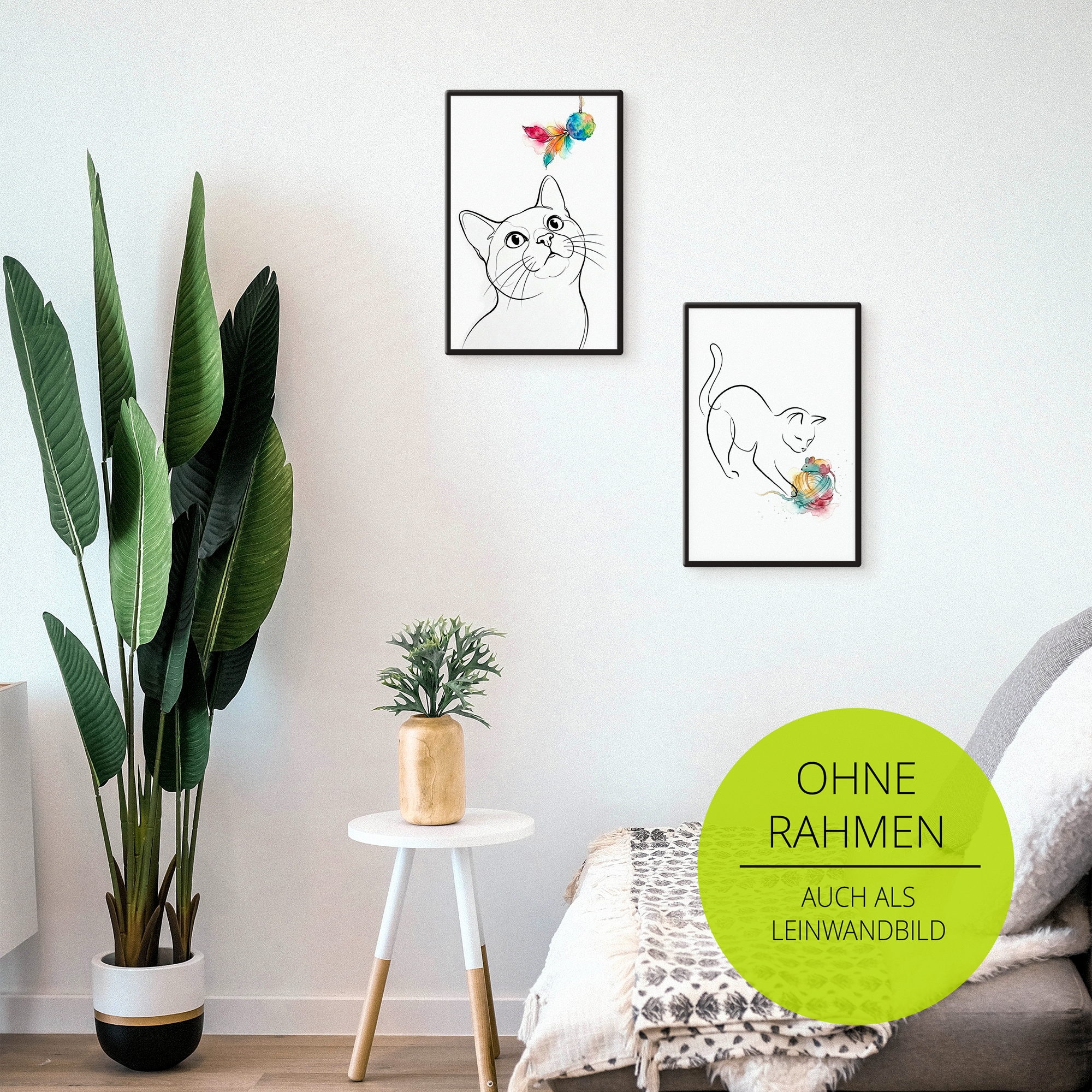 OTTO home Wandbild »Katze mit Spielzeug II« Katzenbilder 1 Stk. tlg. als Poster oder Leinwandbild in versch. Größen