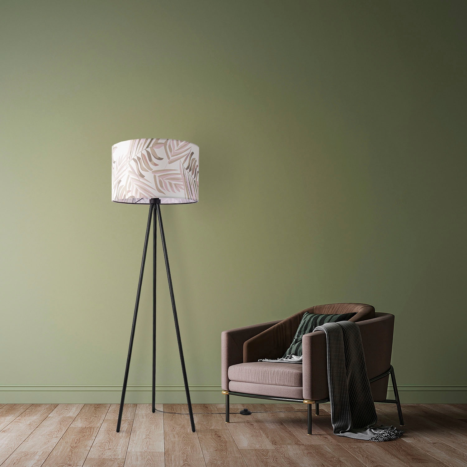 Paco Home Stehlampe »Trina Kuba«, Leuchtmittel E27 | ohne Leuchtmittel, Stehlampe Wohnzimmer Schlafzimmer Lampenschirm Beige Palme Stoff