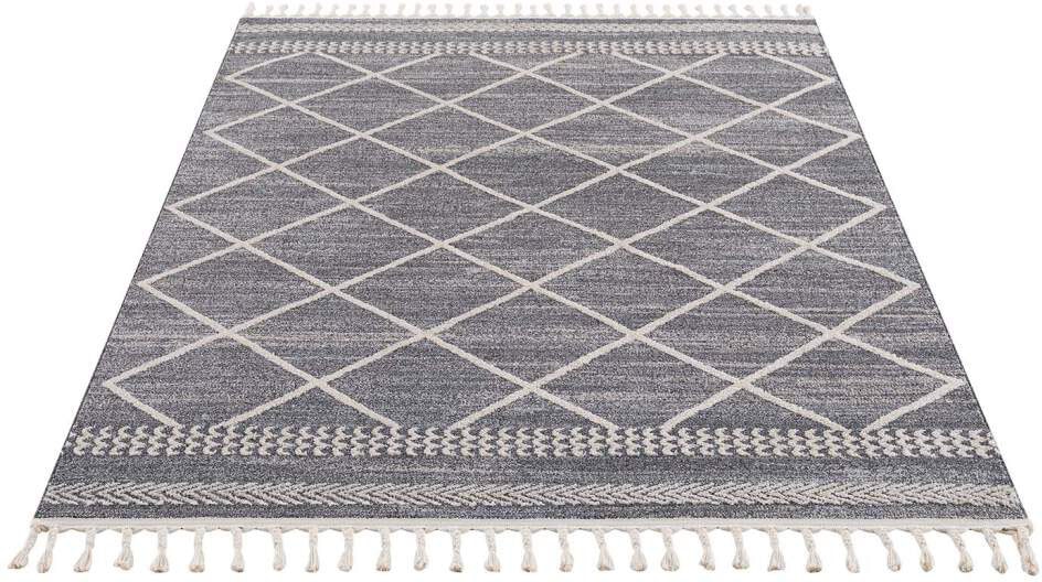 Carpet City Teppich »Art 2645« rechteckig 7 mm Höhe Läufer, Kurzflor, mit Kettfäden, Rauten-Optik