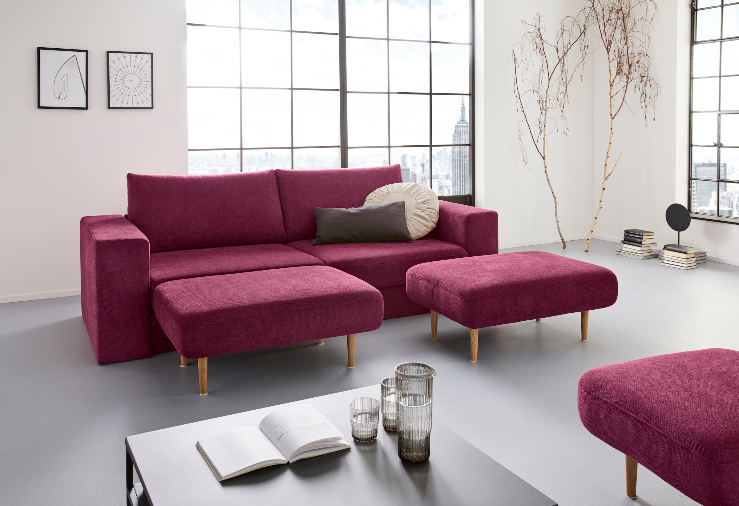 LOOKS by Wolfgang Joop 4-Sitzer »Looksv«, Verwandlungssofa: aus Sofa wird Sofa mit 2 Hockern